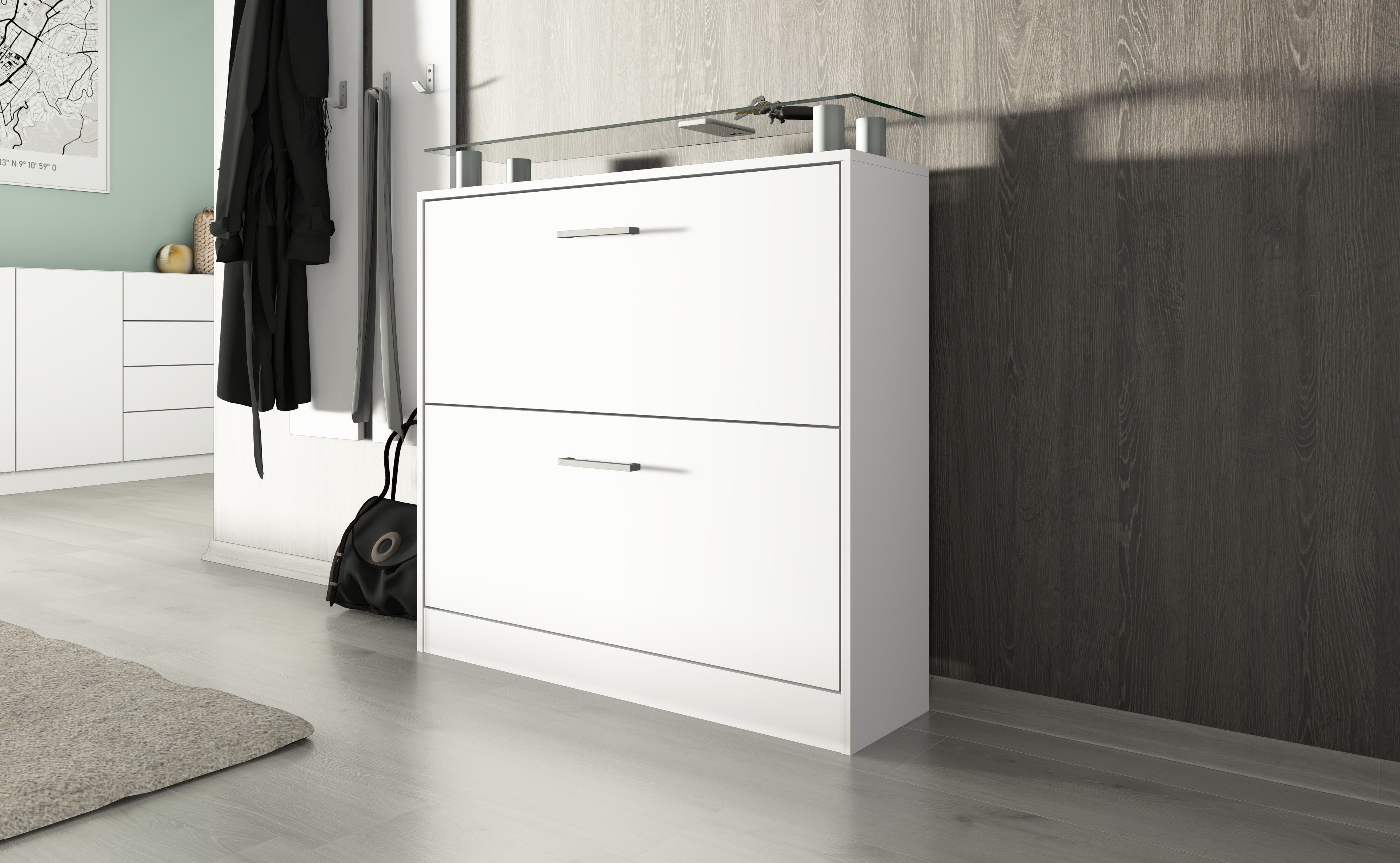 borchardt Möbel Garderoben-Set Finn, (Set, 3-St), mit Glasablage