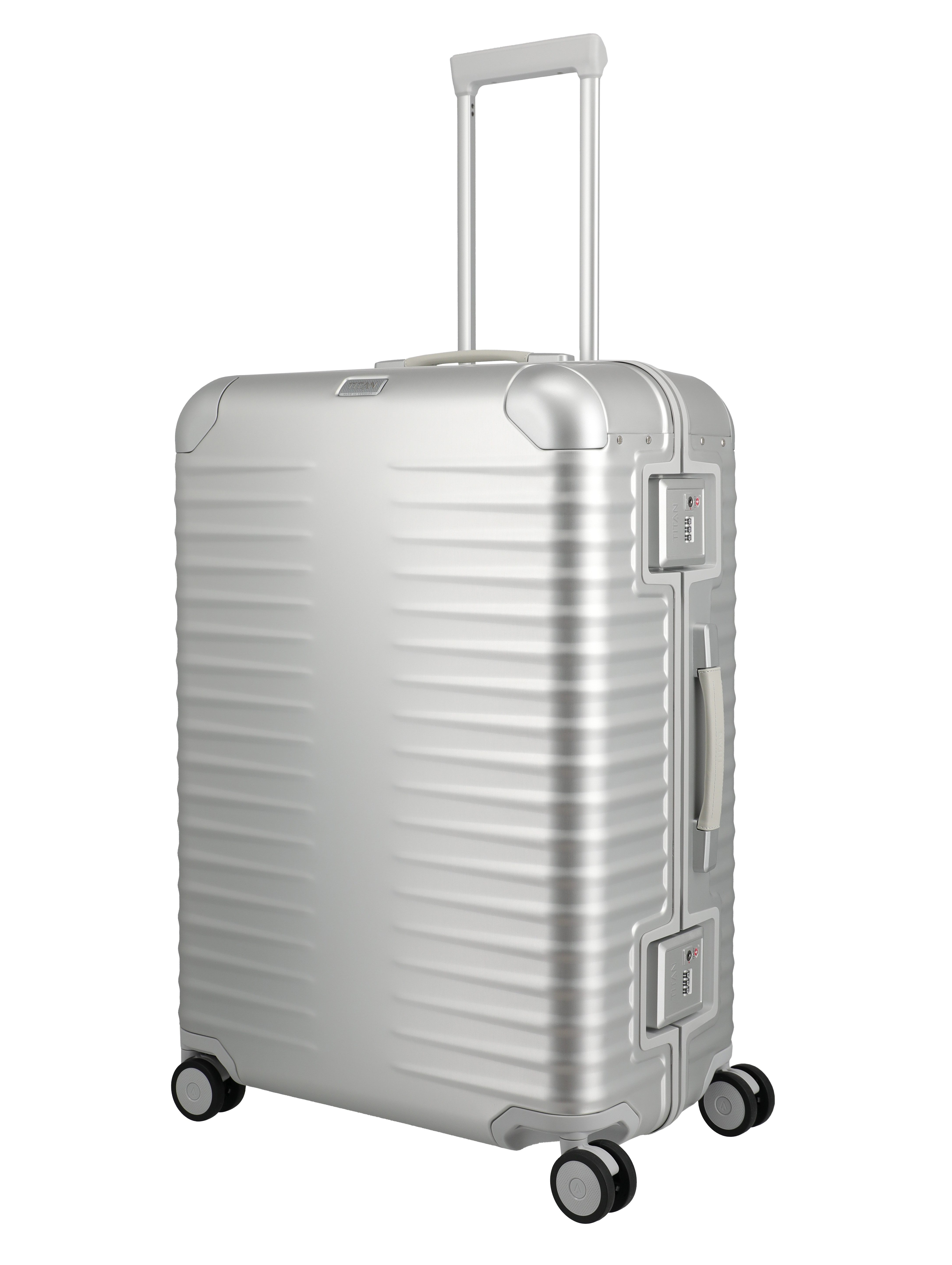 TITAN - Made in Germany Trolley ETERNITY Aluminium Koffer, 4 Rollen, TSA-Rahmenverschluss, smarte Innenaufteilung & Flüsterrollen