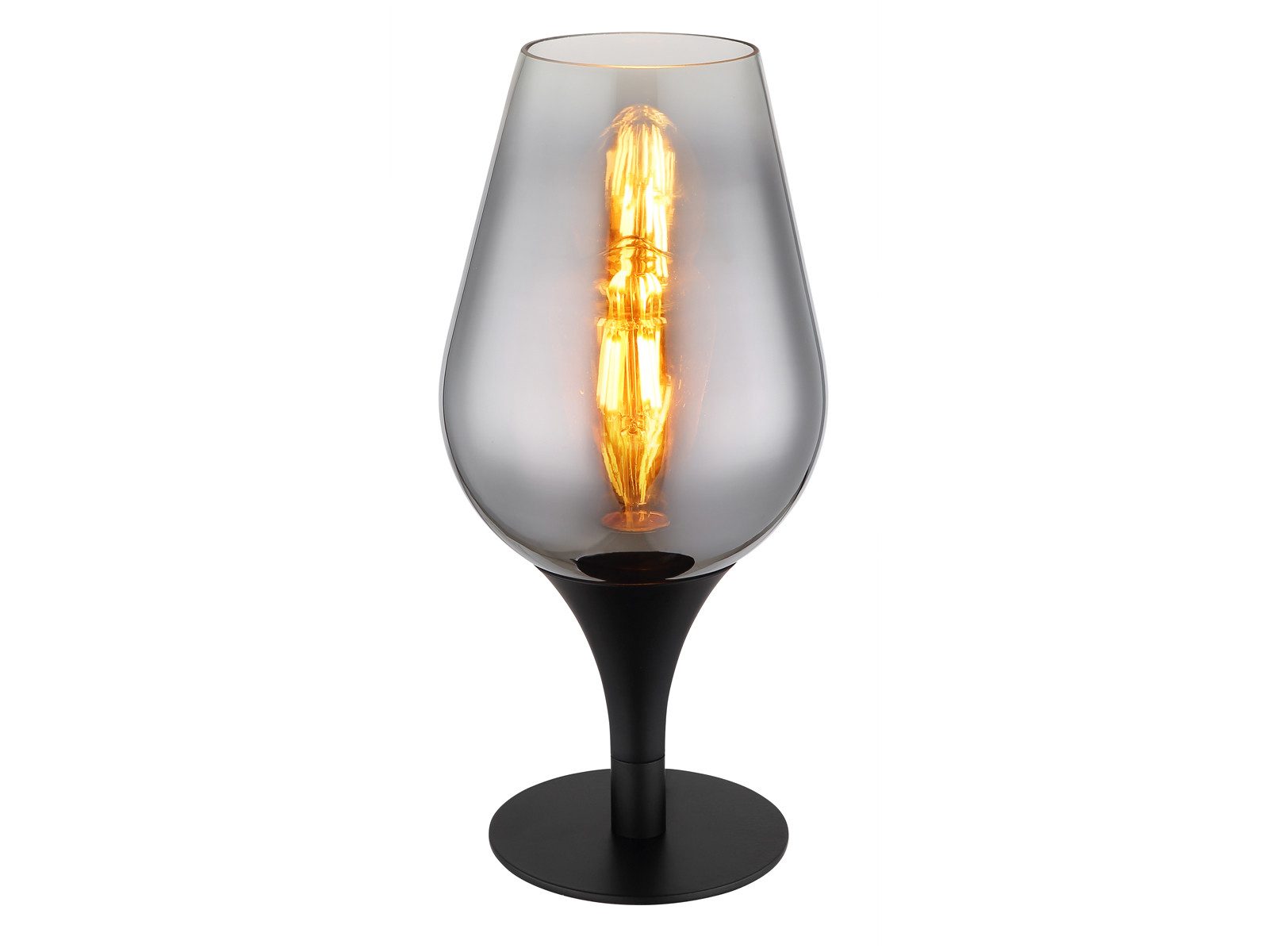 GLOBO LIGHTING LED Nachttischlampe, LED wechselbar, warmweiß, Ausgefallen-e mit Glas-schirm für Fensterbank Rauchglas, Höhe 31cm