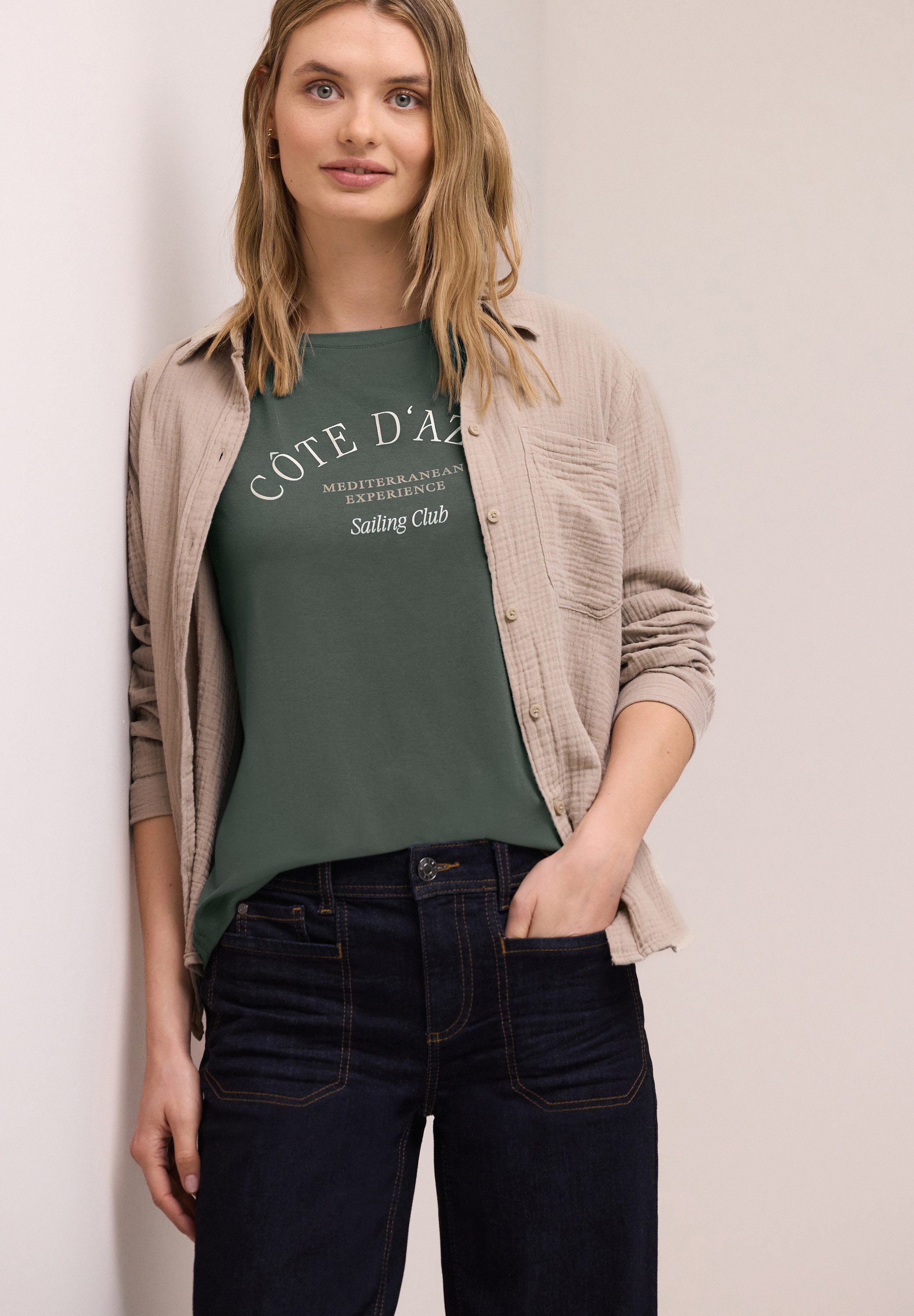 STREET ONE Rundhalsshirt Sommershirt mit Wording-Print