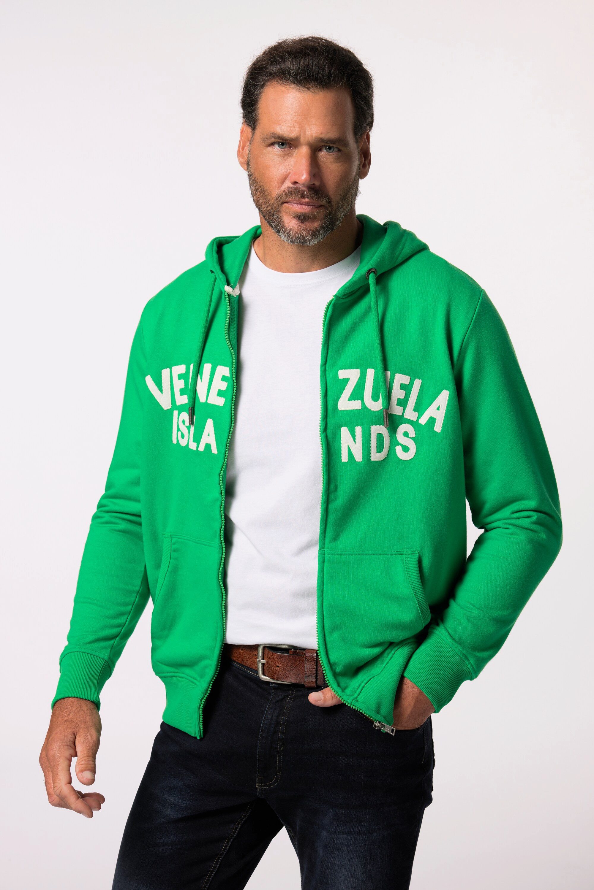 Fleecejacke Hoodie-Jacke Sweat Badges Kapuze