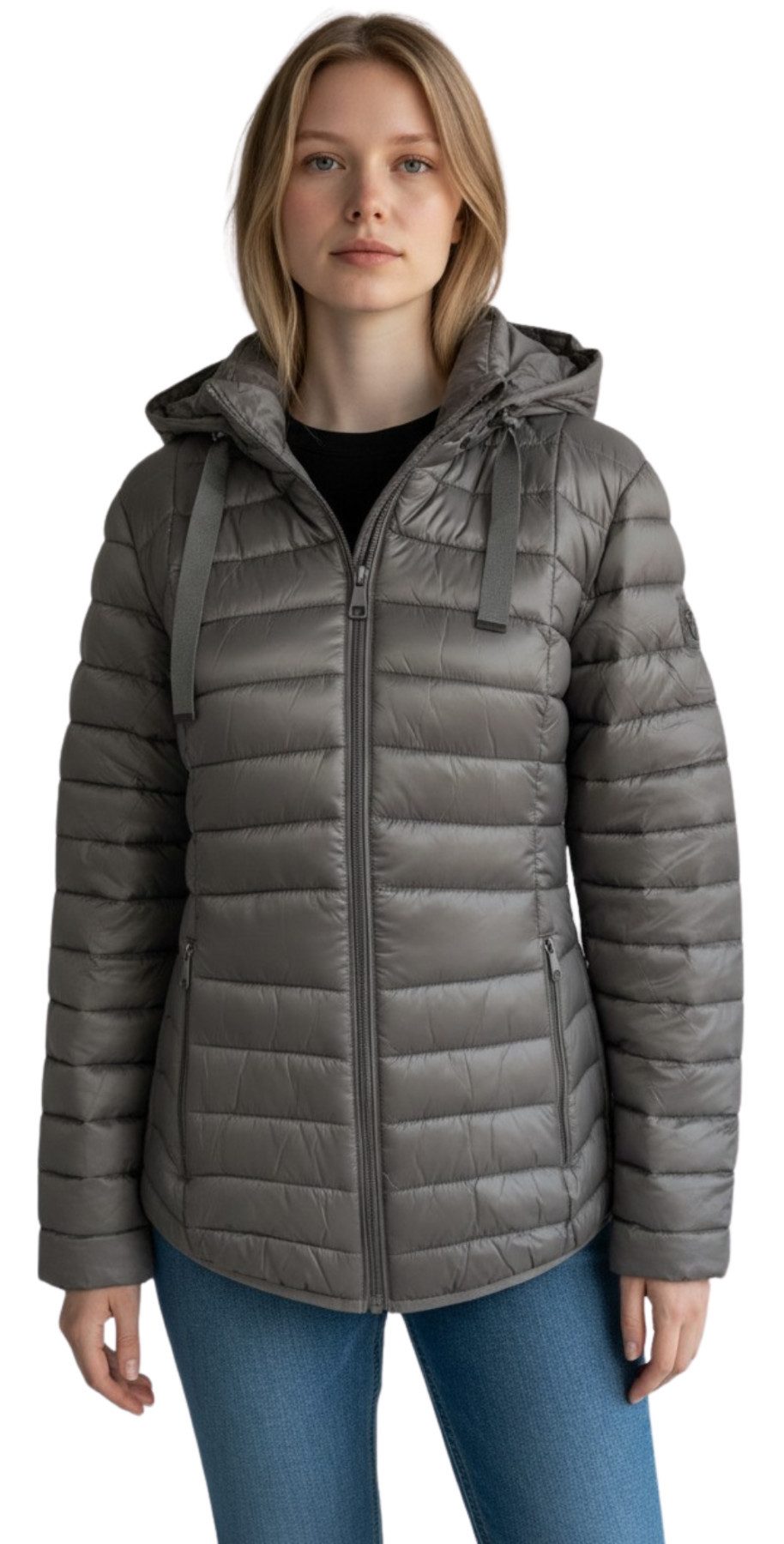 BLUE FLAME Steppjacke 60-282 leichte glänzende Winterjacke abnehmbare Kapuze, seitlich gesmoked