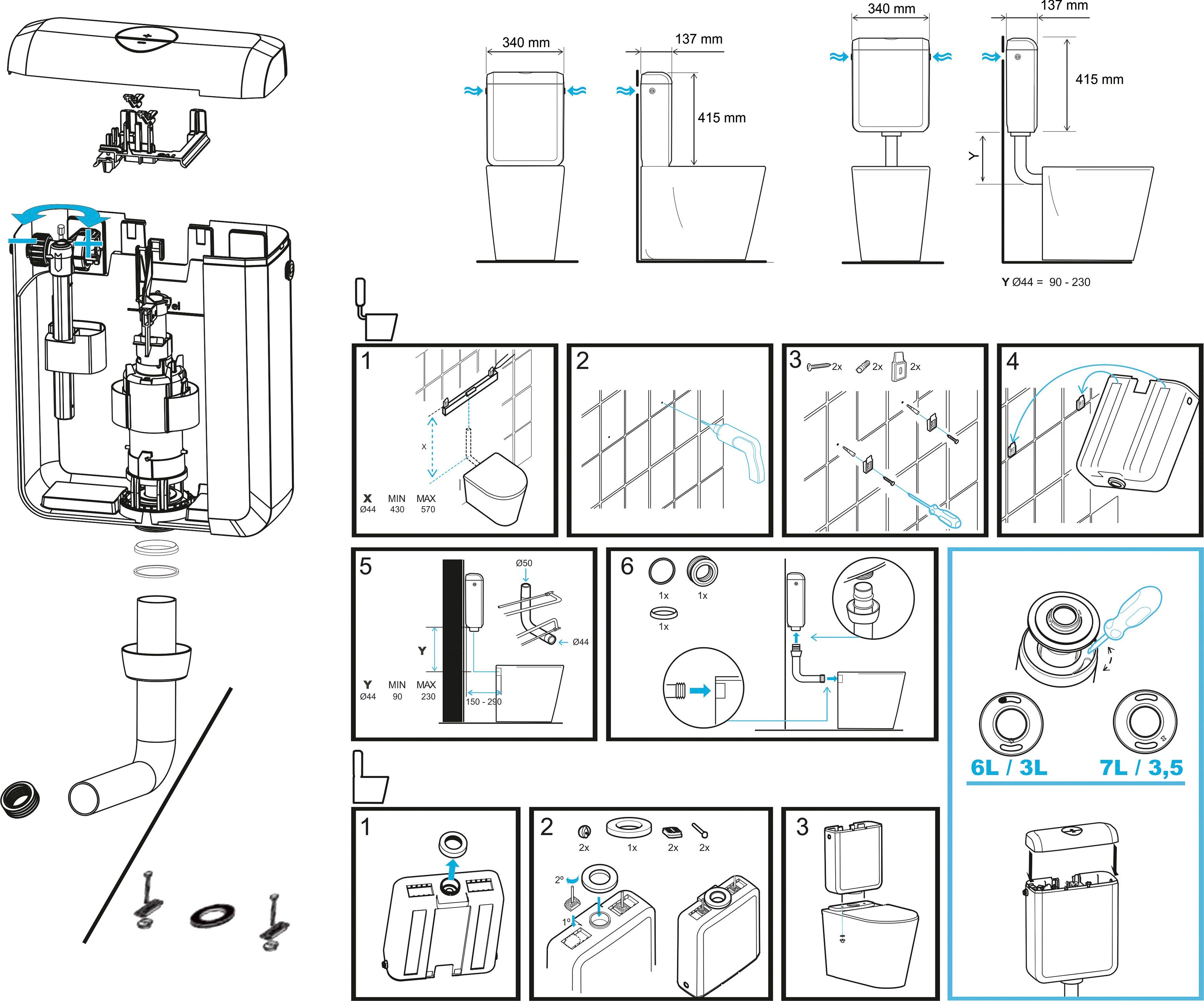CORNAT Spülkasten LEDA NEW, mit 3 Anschlussmöglichkeiten
