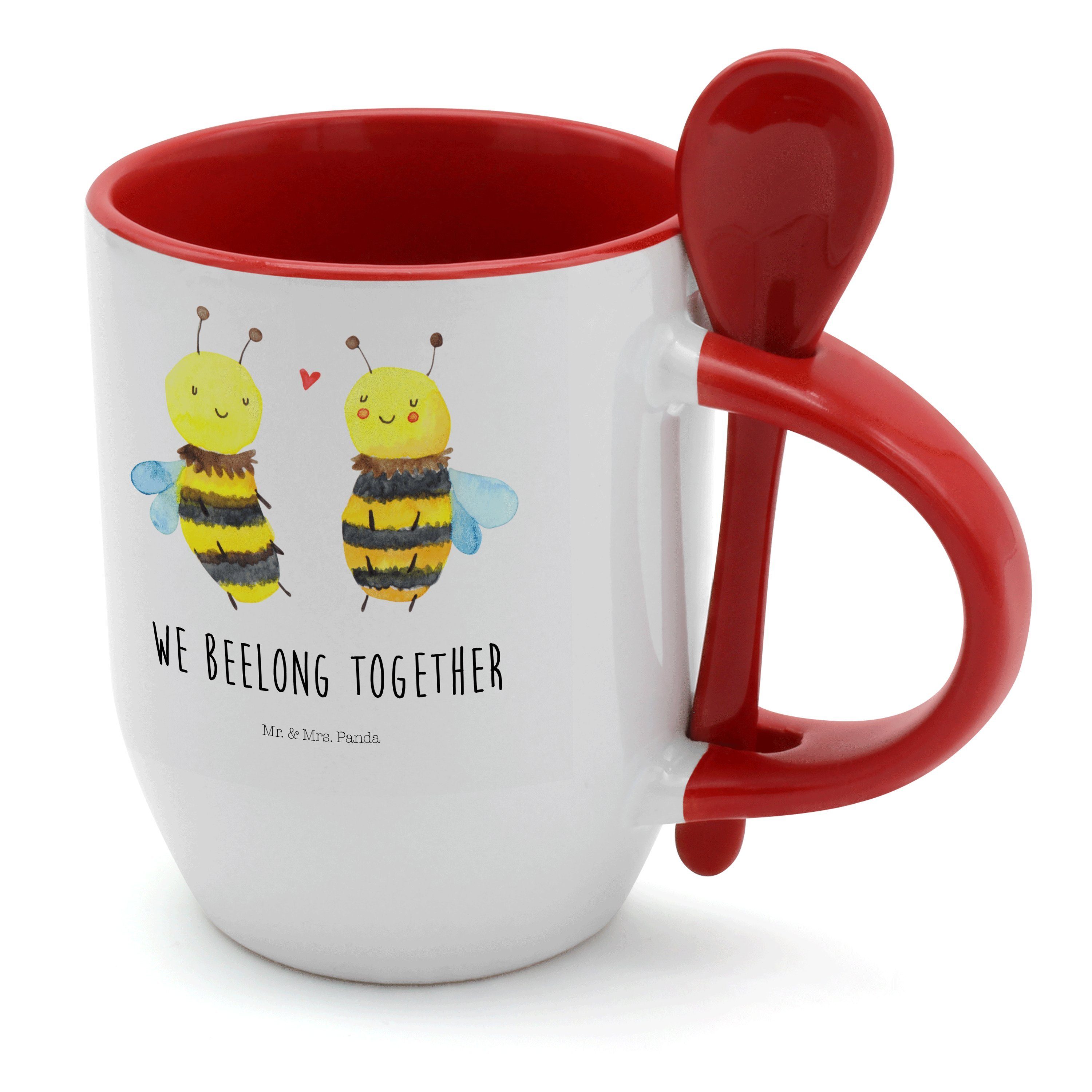 Kaffeetasse, Geschenk, H, Mrs. Tasse, Kaffeebecher, Panda Mr. Keramik Weiß Tasse Verliebt - - & Biene