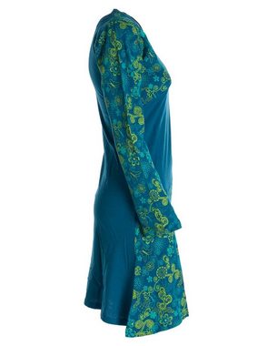 Vishes Jerseykleid Asymmetrisches Langarm Jersey Kleid Damen kurz Hippie, Goa Style