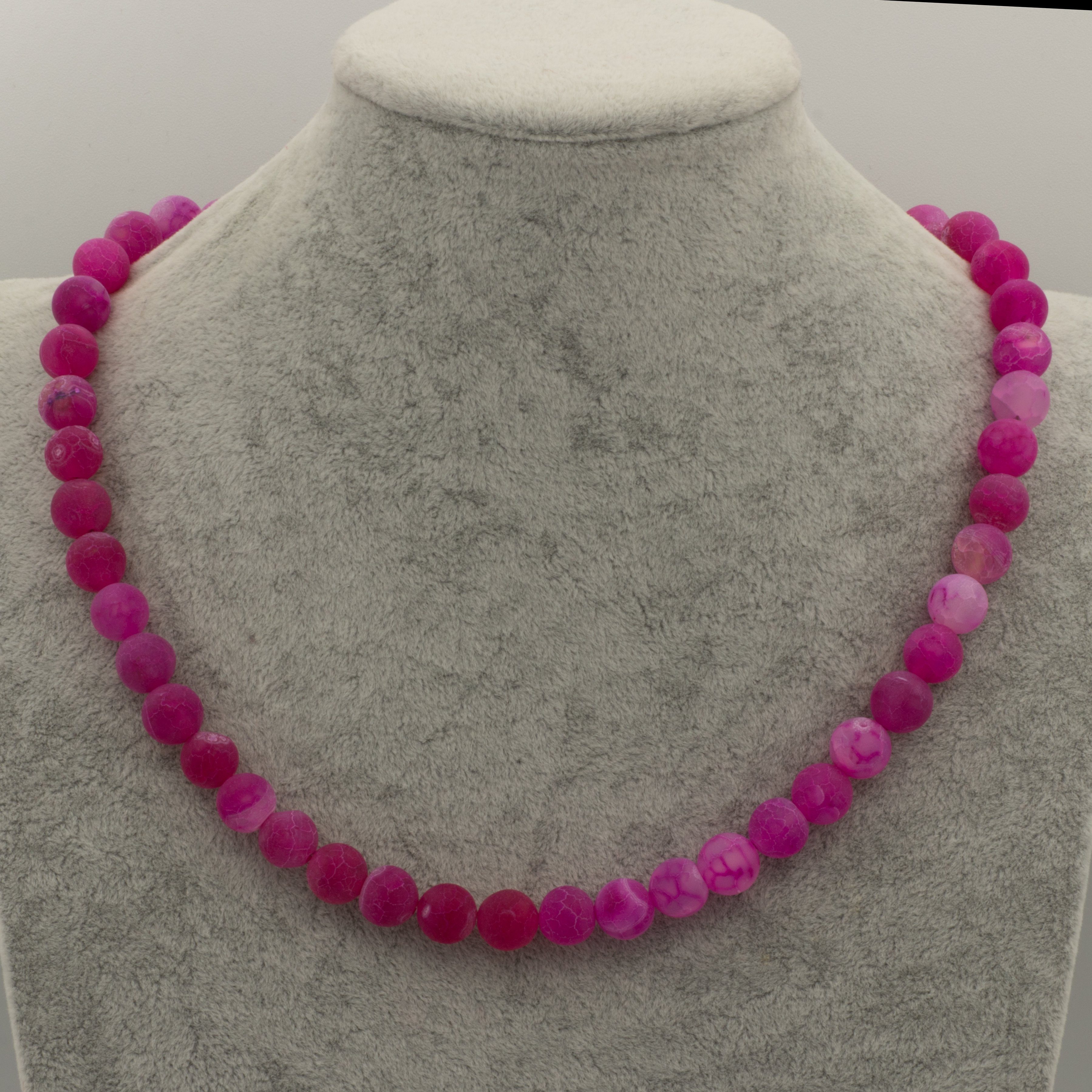 Bella Carina Perlenkette kette mit intensives intensives Edelsteinen 10 Pink pink mm Perlen, Achat