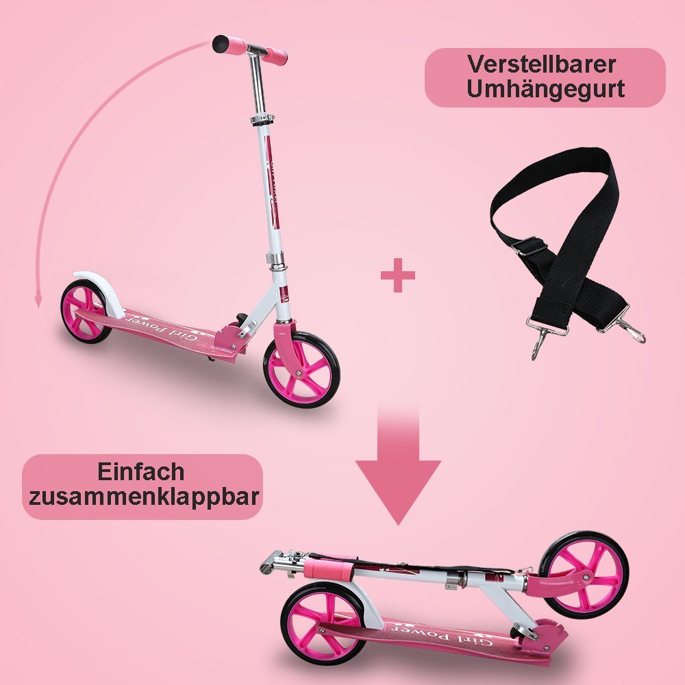 klappbar (Rosa) Cityroller Scooter Kinderroller 2 205mm Radern Kick Clanmacy mit