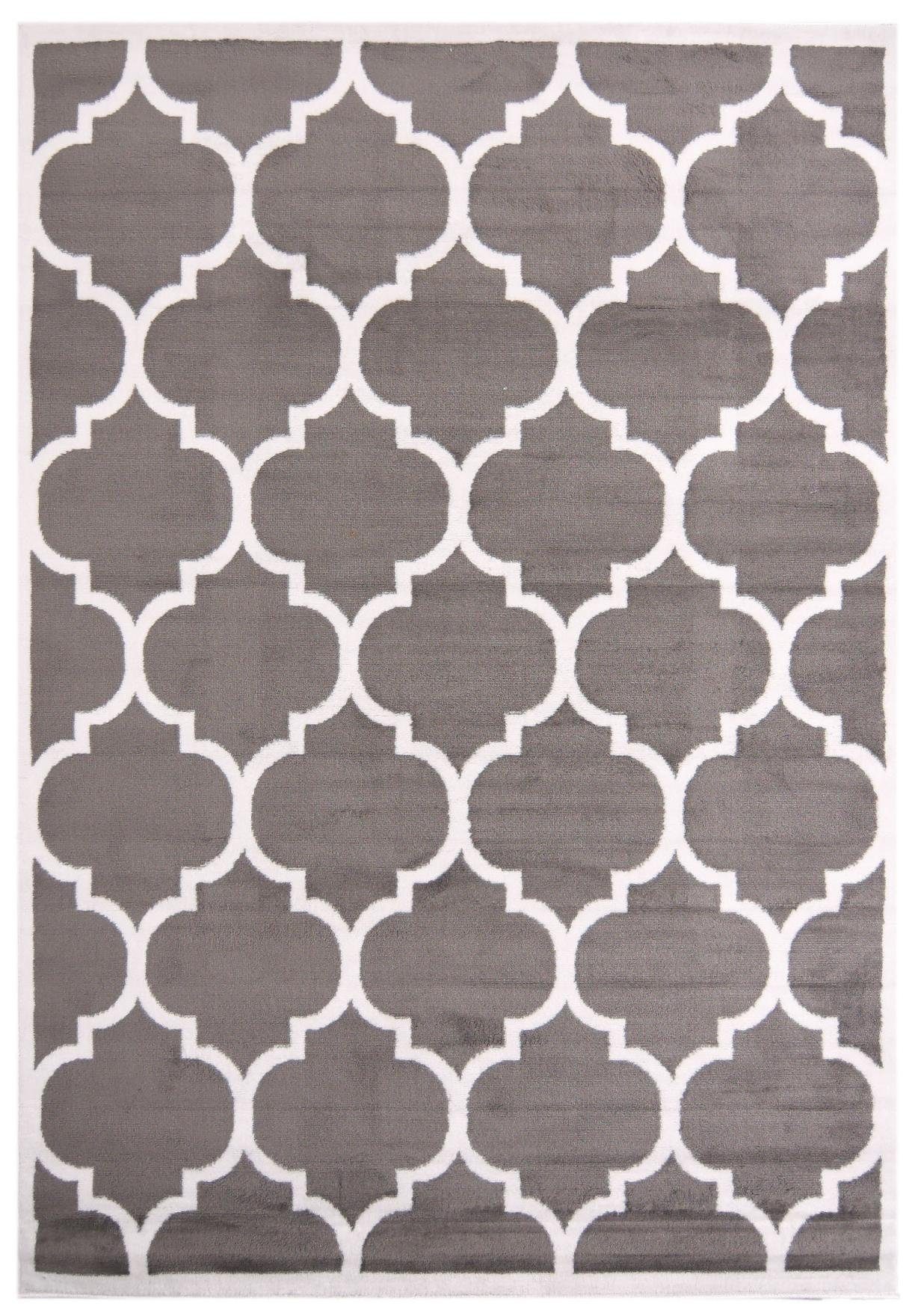 Designteppich Modern Teppich Geometrische Muster grau - Kurzflor, Mazovia, 70 x 140 cm, Geeignet für Fußbodenheizung, Höhe 7 mm, Kurzflor