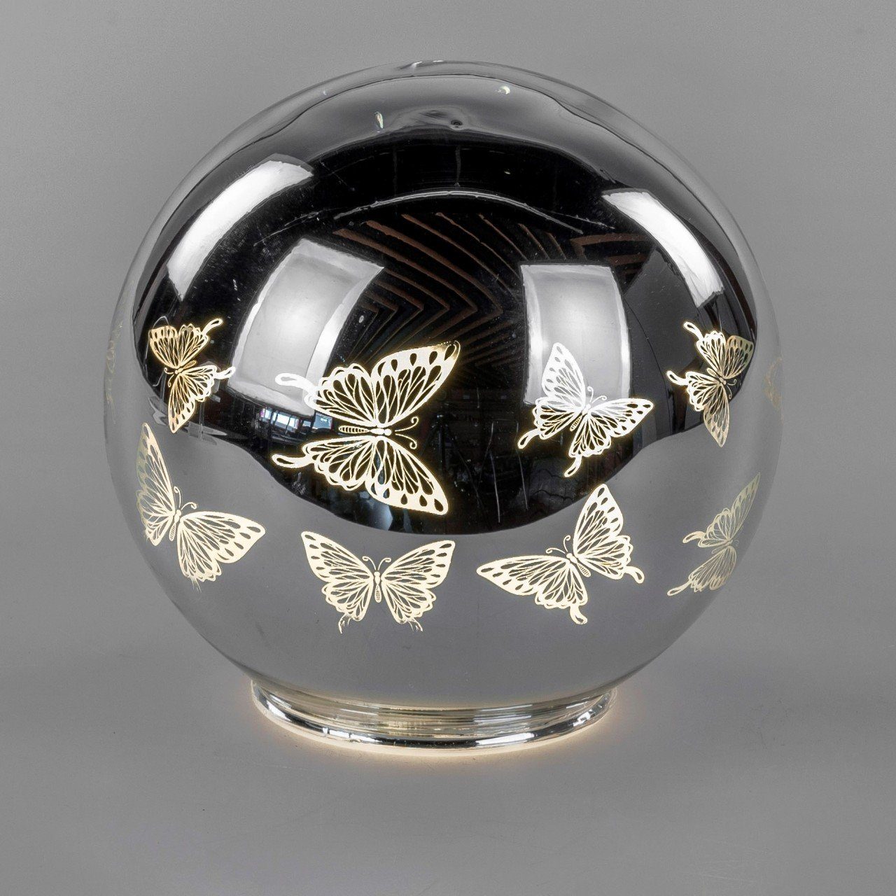 formano Tischleuchte Schmetterlinge, Silber D:15cm Glas