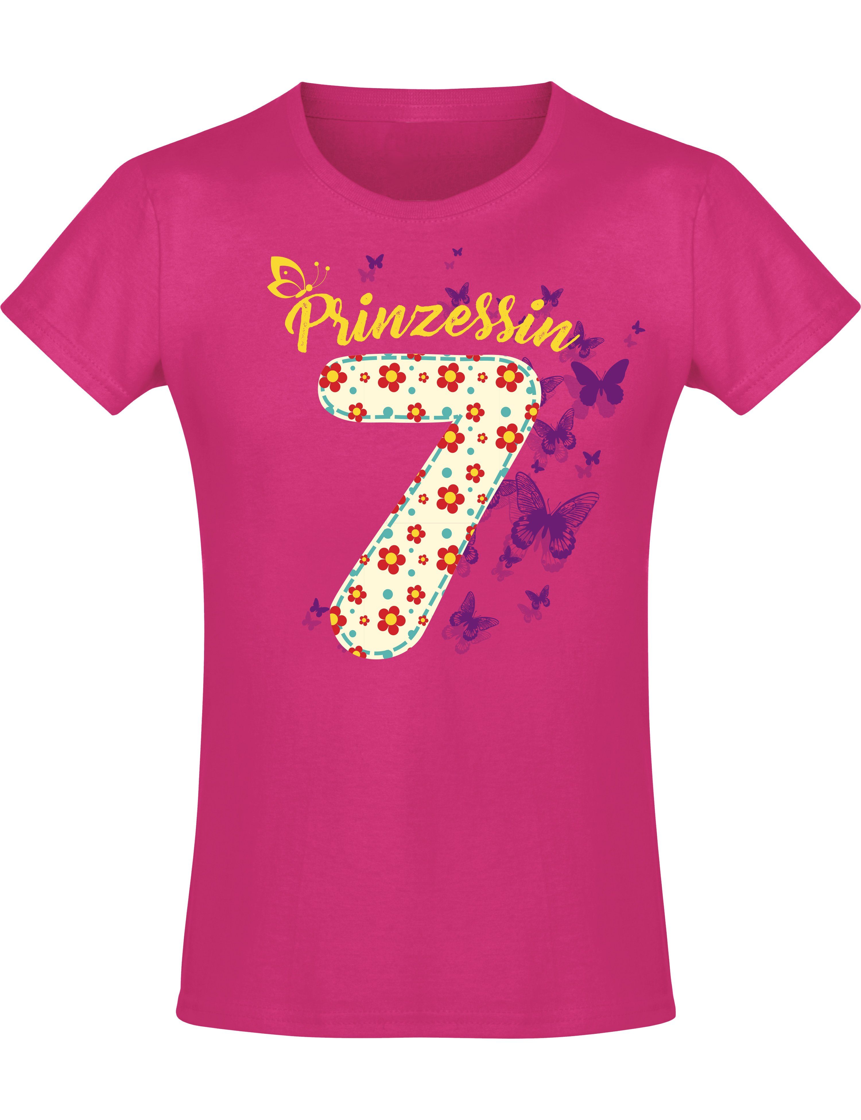 Print-Shirt Geburtstagsgeschenk für Mädchen: "7 Jahre mit Blumen"