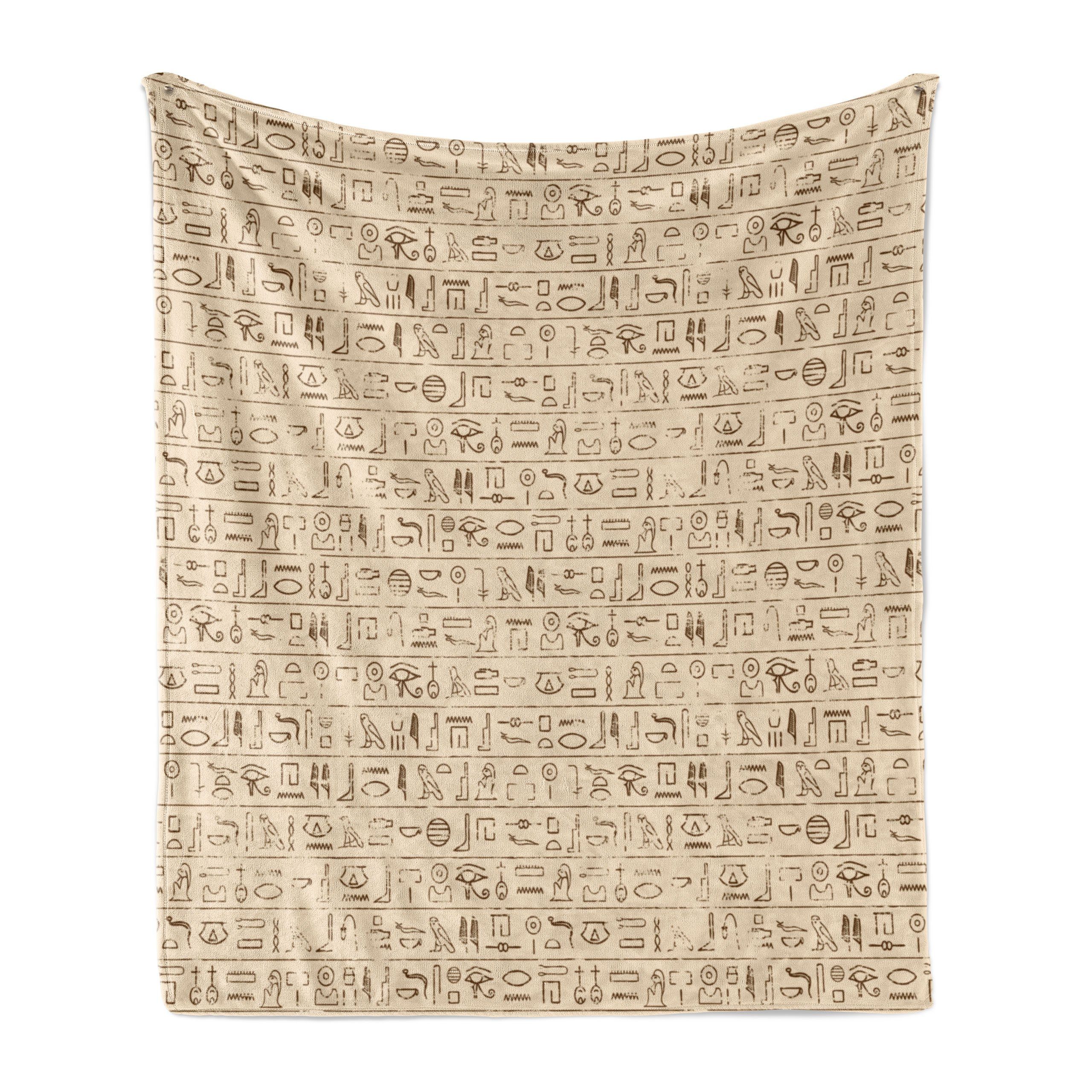 Wohndecke Gemütlicher Plüsch für den Innen- und Außenbereich, Abakuhaus, ägyptisch Dated Hieroglyphics