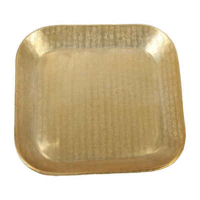 Casa Moro Tablett Orientalisches Tablett Prisma 38x38cm mit Hammerschlag Optik, Aluminium, (Optik, Boho Chic, Dekotablett Serviertablett), für einfach schöner Wohnen