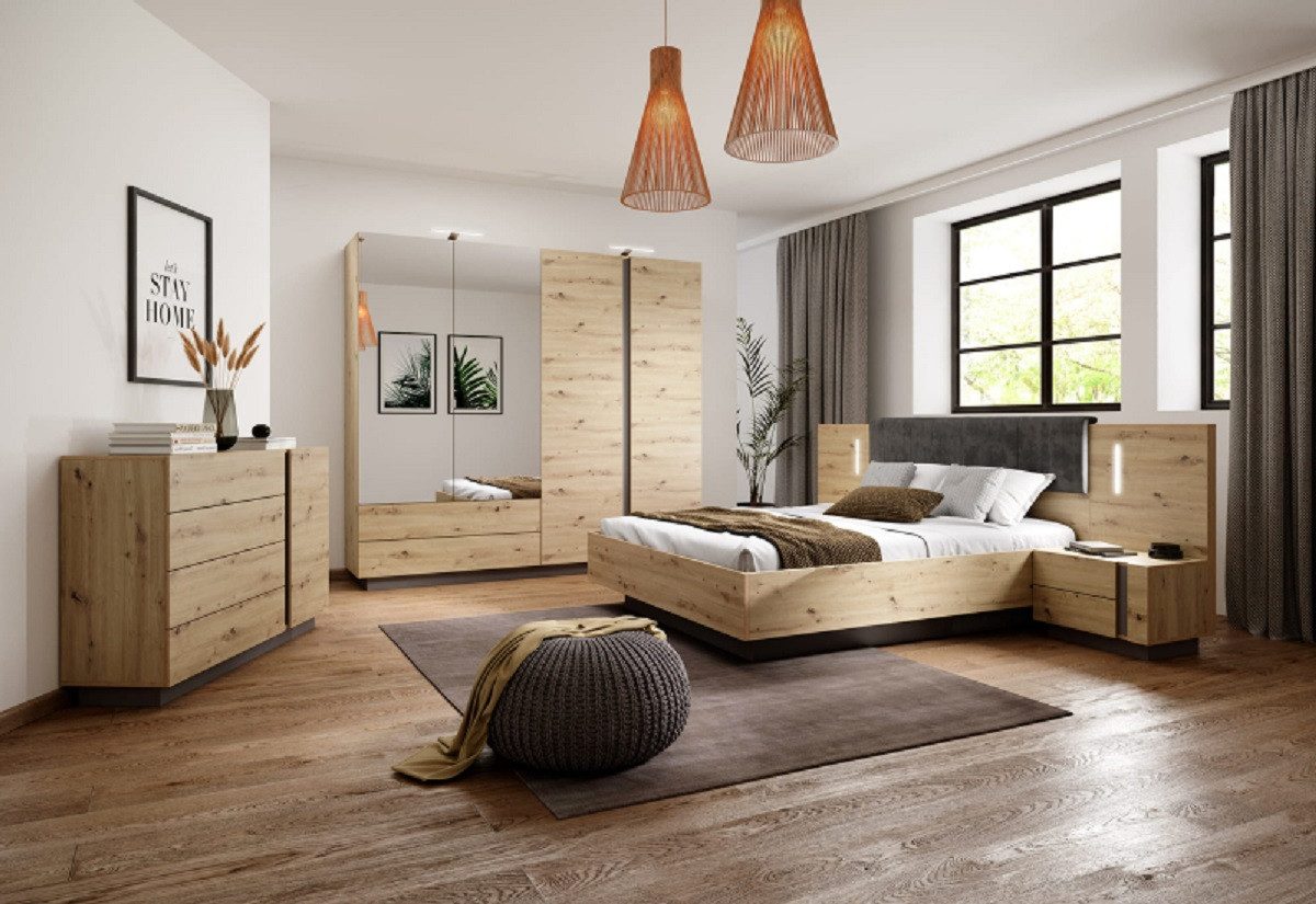 ROYAL24_MARKT Schlafzimmer-Set - Neue und schöne Trends und Designs, (Komplett Set, 5-St., BASIC 2), Frische Linien - Stilvolle Lichteffekte - Hochwertig.
