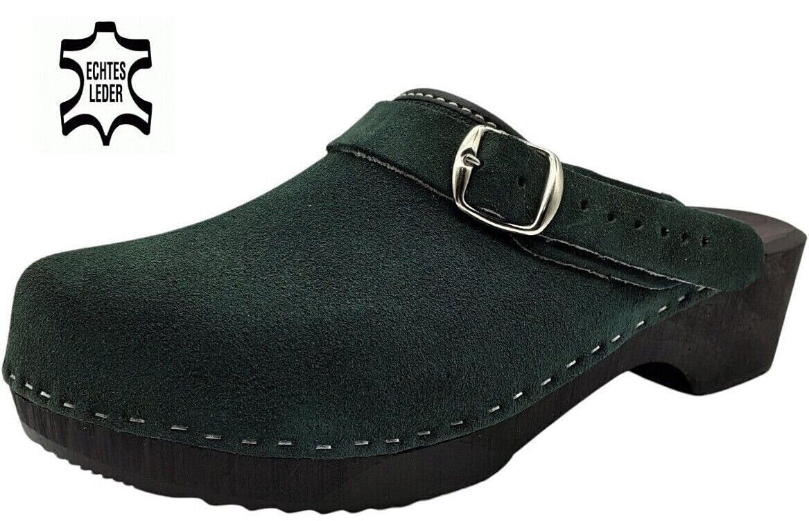 em-ka Damen Holzclog Clog Leder Holzschuhe Pantoletten Gesundheitsschuhe Clog Orthopädisches Profil, Holzschuhe, HANDARBEIT, Sohle aus Lindenholz