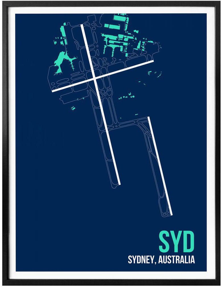 Wall-Art SYD Wandbild, Wandbild Bild, Grundriss Sydney, Poster, Wandposter St), Poster (1 Grundriss