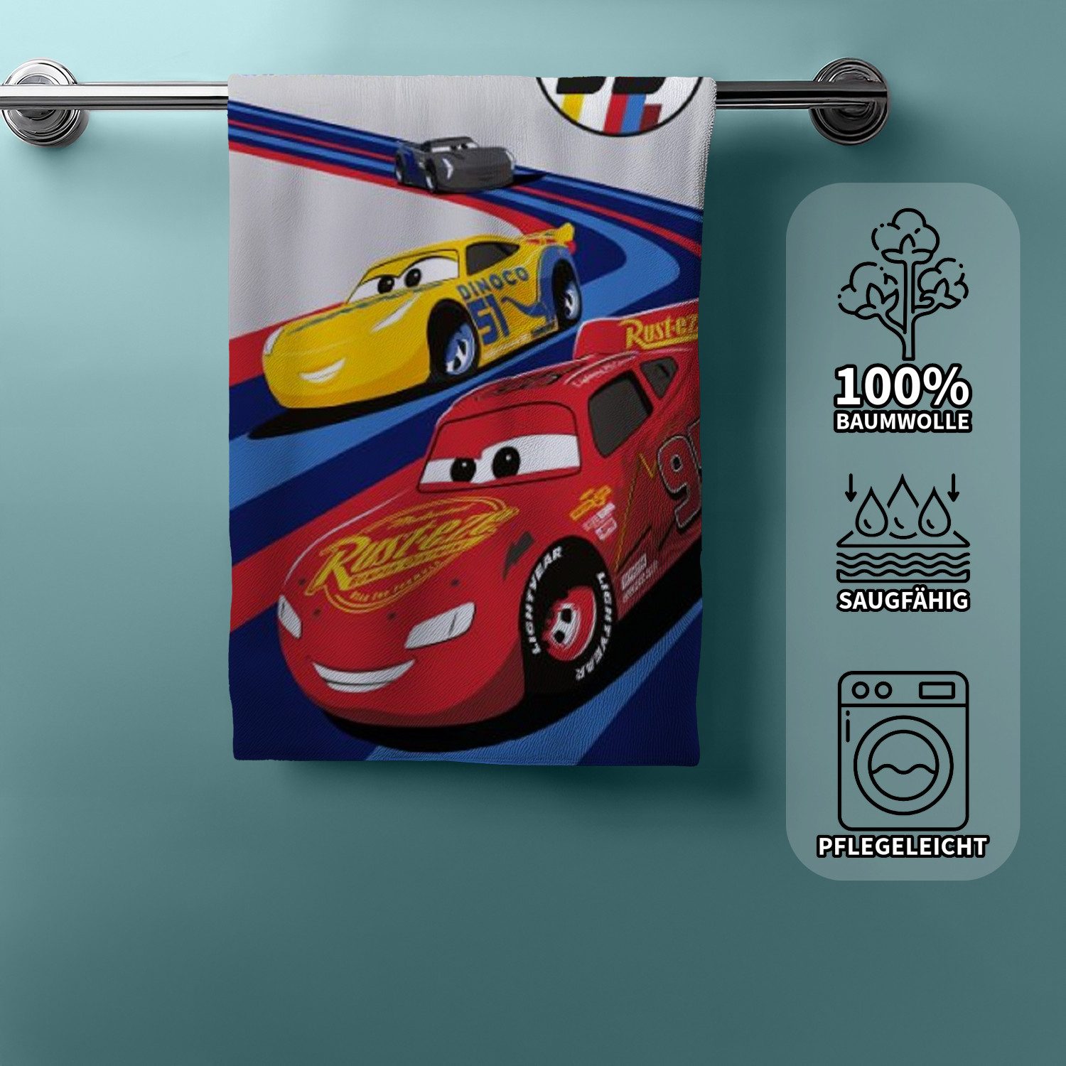BrandMac Handtücher Disney Cars Duschtuch Badetuch 60 x 120 cm, (1 Duschtuch, 1-St), Langlebig