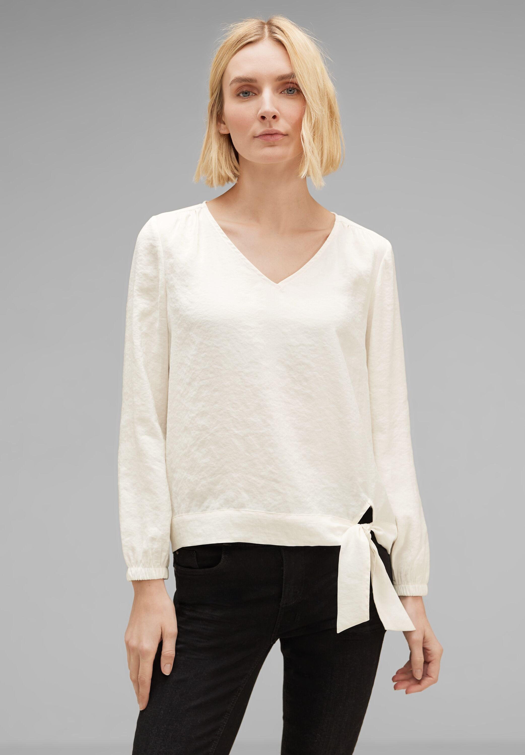 ONE STREET lucid Shirtbluse mit V-Ausschnitt white