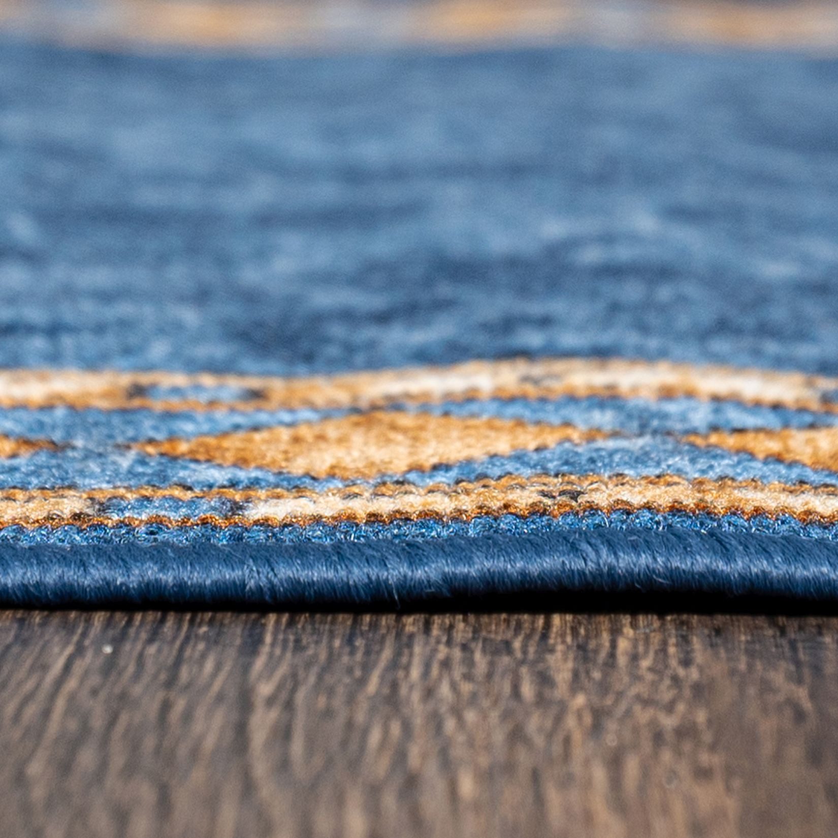 Mazovia Läufer Retro Bordüre Blau Flur, Schlafzimmer, Diele, Fußbodenheizung – Bild 4 von 5