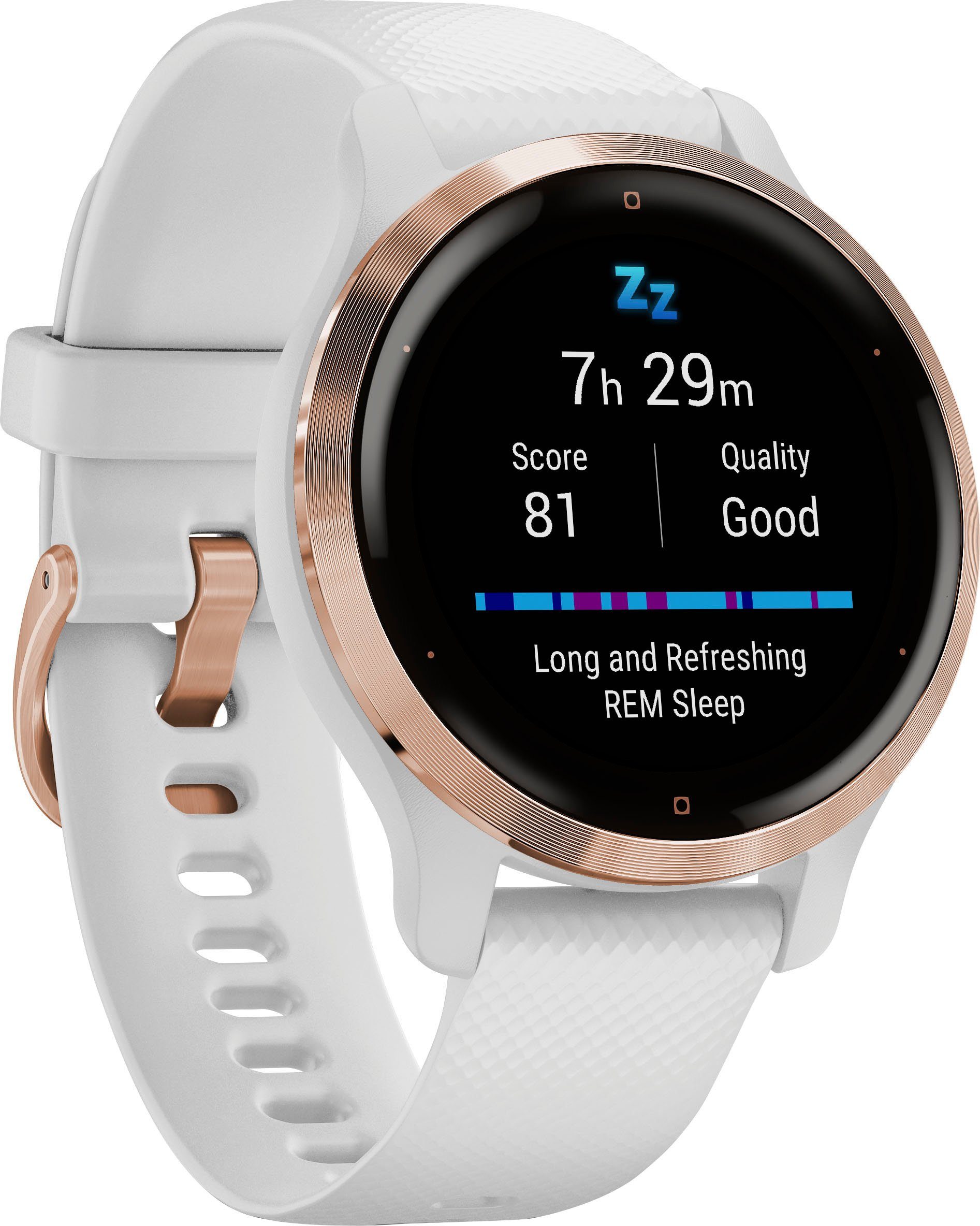 Garmin Venu vorinstallierten weiß, cm/1,1 | Smartwatch Weiß rose 25 Sport-Apps Zoll), (2,8 2S