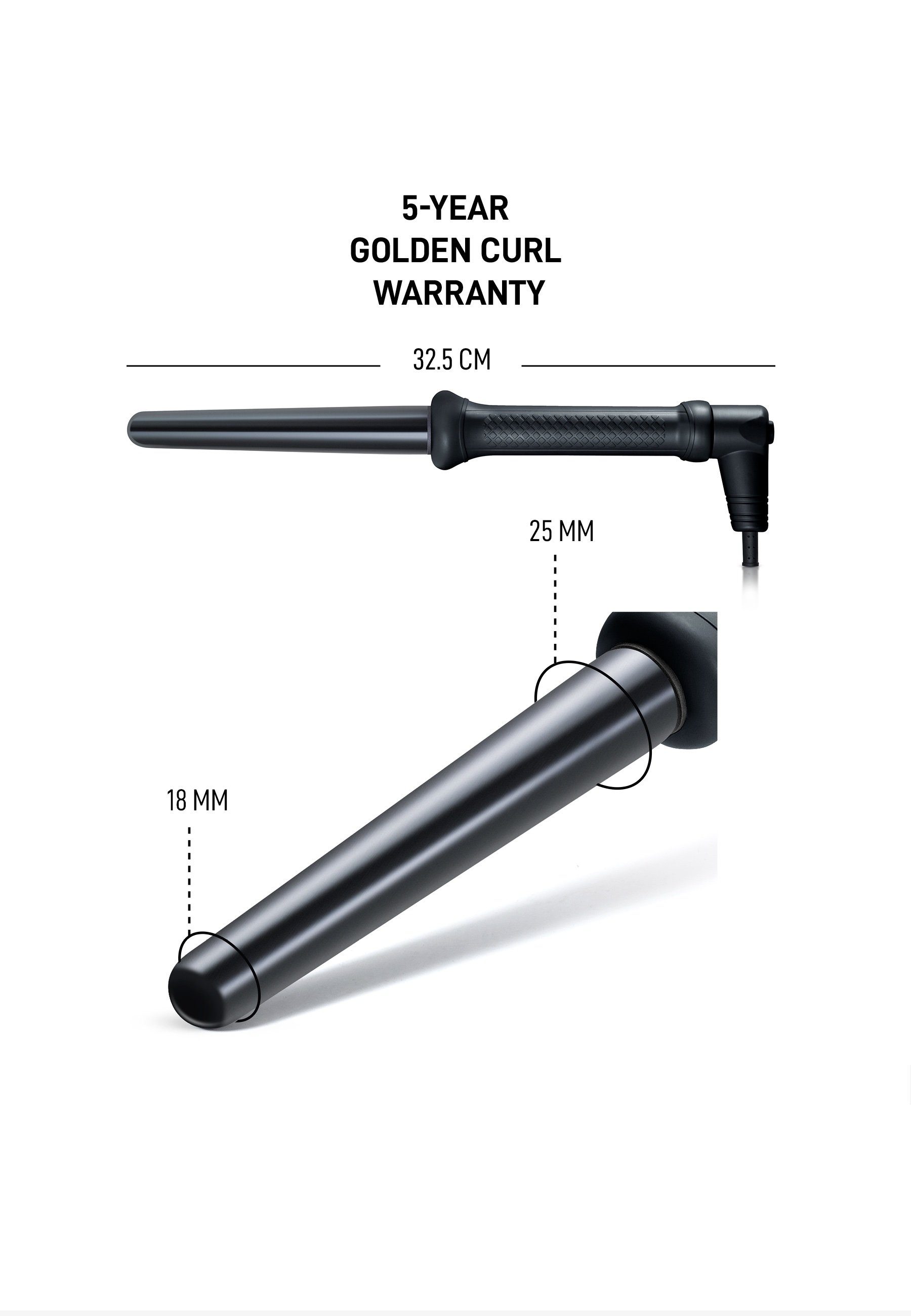 Golden Curl Lockenstab GL506 Akku ohne Ladegerät Multicolor und Keramik-Beschichtung, Lockenstab