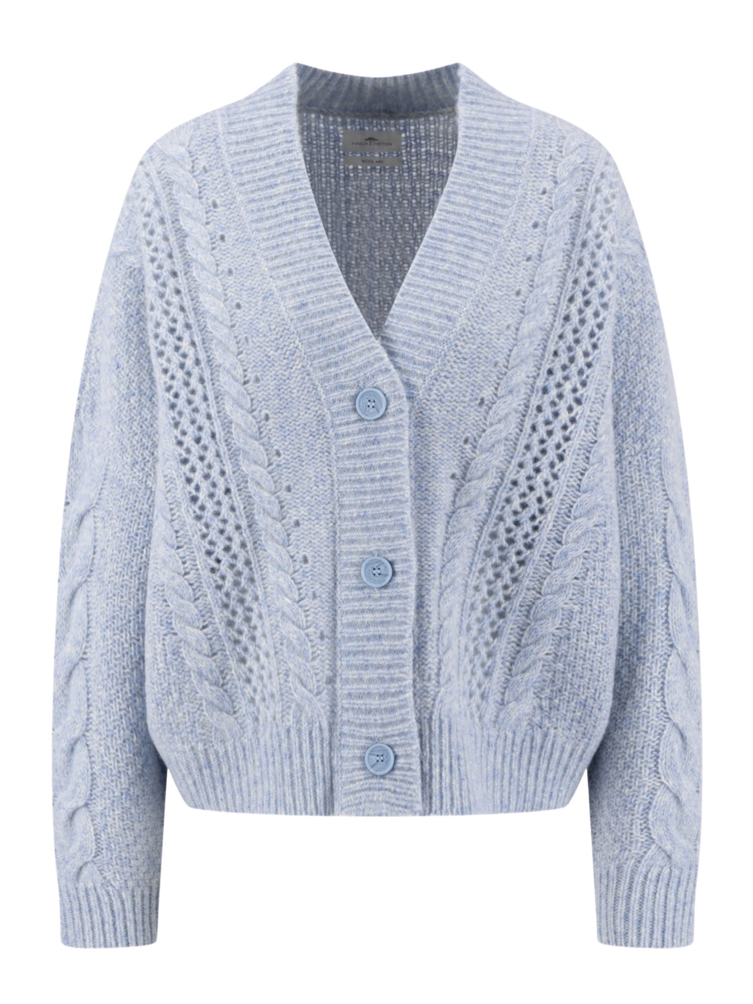 FYNCH-HATTON Strickjacke blau,Casual,Wolle,Strukturiert,V-Ausschnitt,Langarm,Casual Fit