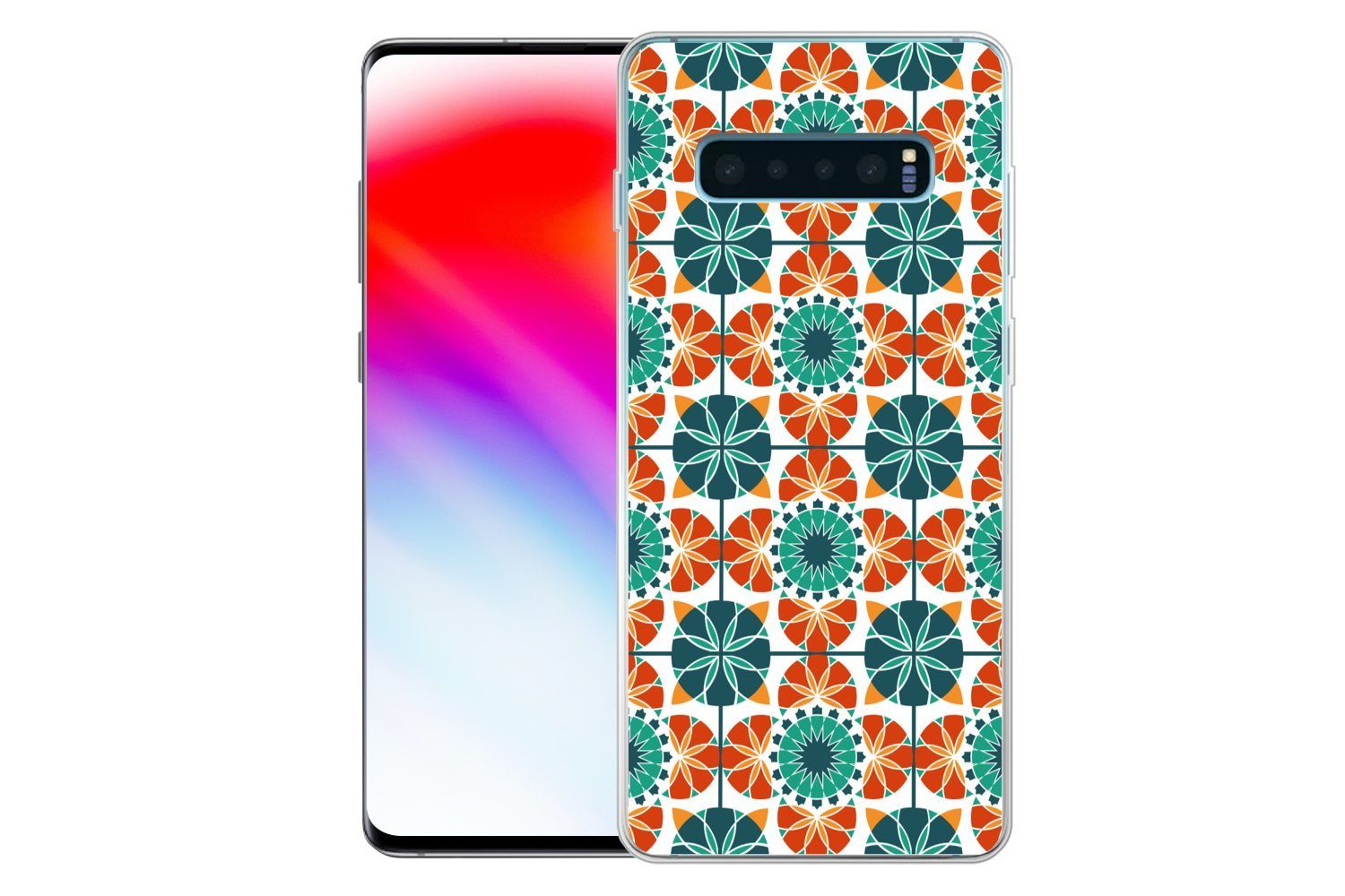 MuchoWow Handyhülle für Samsung Galaxy S10 Plus Ein symmetrisches Muster aus dem marokkani, Phone Case, Silikon, Schutzhülle Dünn