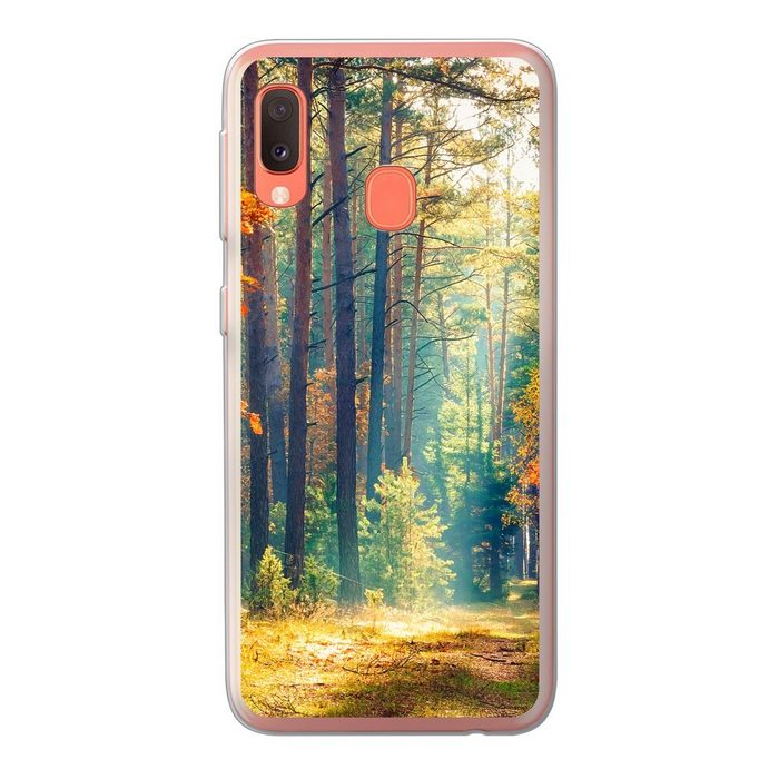 MuchoWow Handyhülle Wald - Sonne - Natur - Herbst Handyhülle Samsung Galaxy A20e Smartphone-Bumper Print Handy