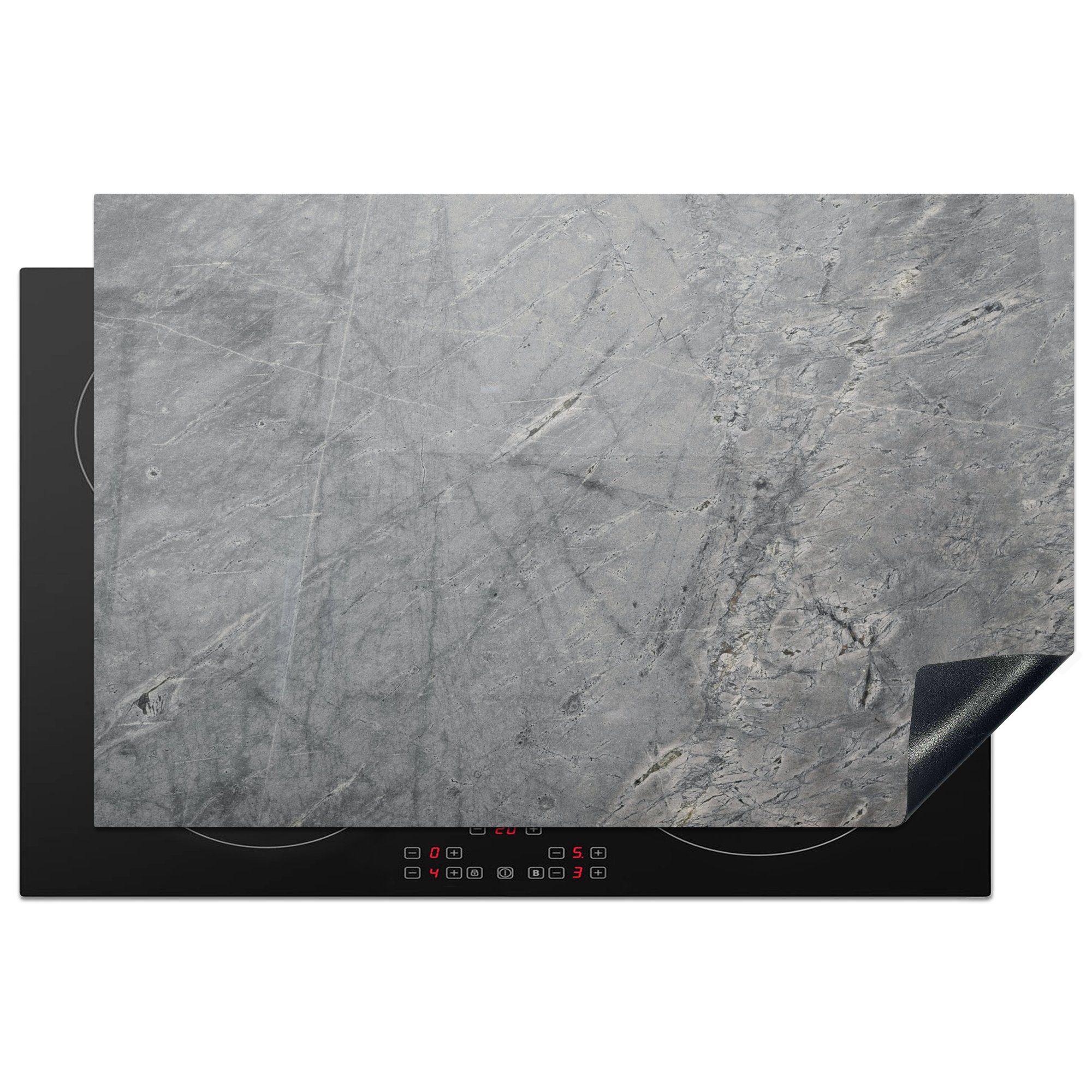 cm, (1 Vinyl, - Schutz Grau Ceranfeldabdeckung tlg), 81x52 Granit MuchoWow Induktionskochfeld Herdblende-/Abdeckplatte küche, - - Textur, für Stein die