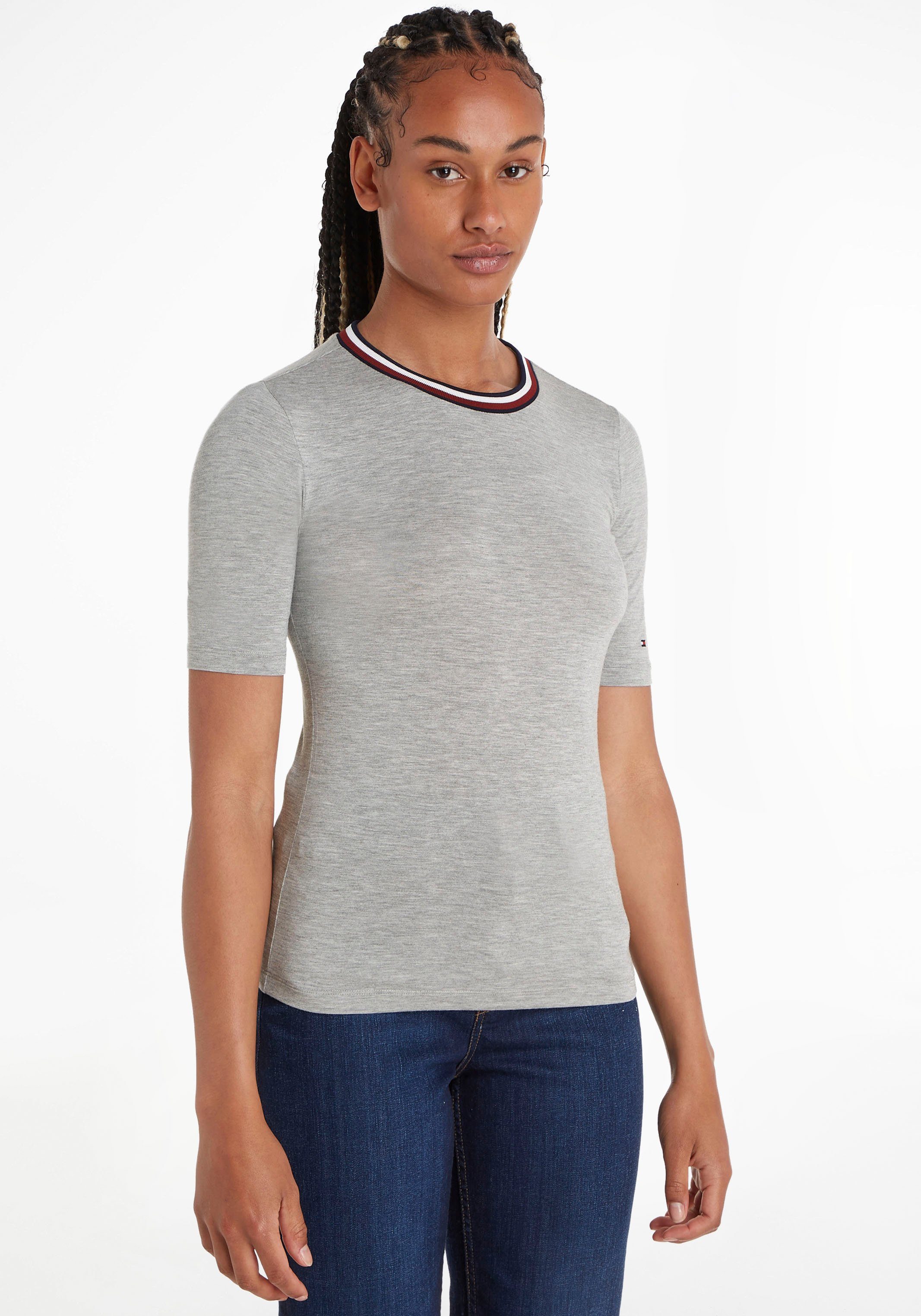 Tommy Hilfiger TShirt SLIM GLOBAL STRIPE CNK SS mit Global Stripe