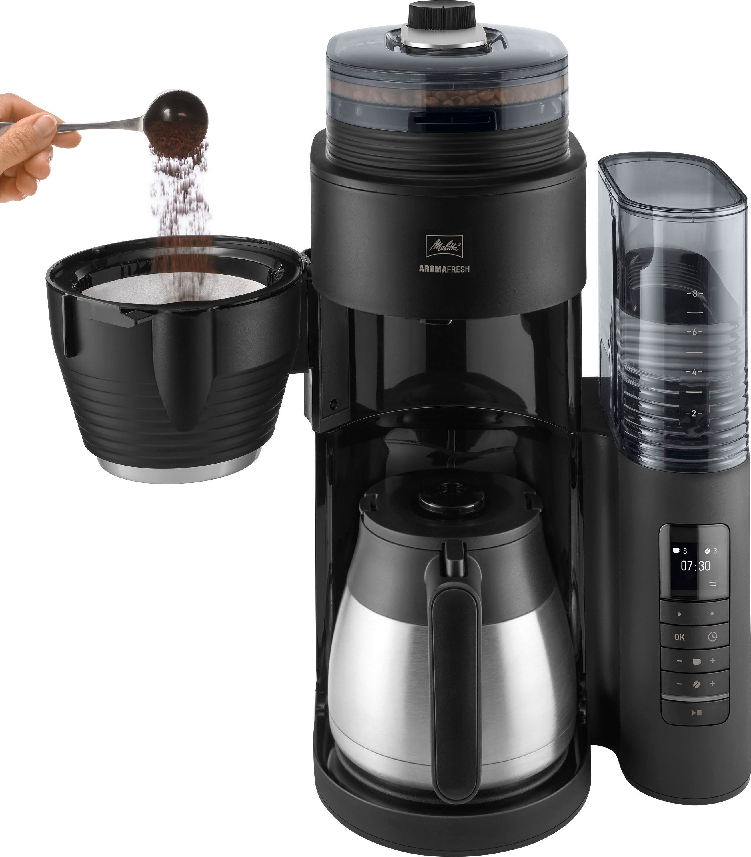 Melitta Kaffeemaschine mit Mahlwerk 1030-12, 1l Kaffeekanne, Papierfilter 1x4 – Bild 4 von 5