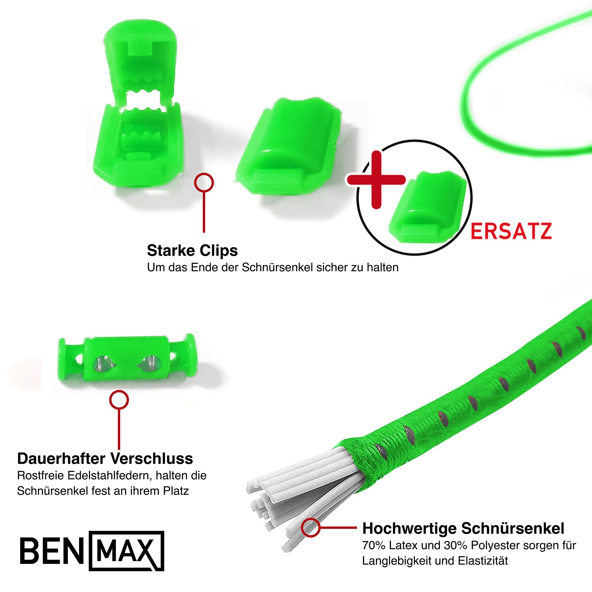 Smith & Solo Schnürsenkel Schnürsenkel ohne Binden, Elastisch