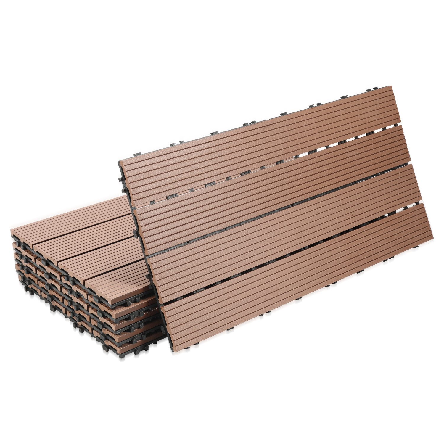 Clanmacy Holzfliesen WPC Terrassenfliesen Holzfliesen 60x30cm günstig online kaufen