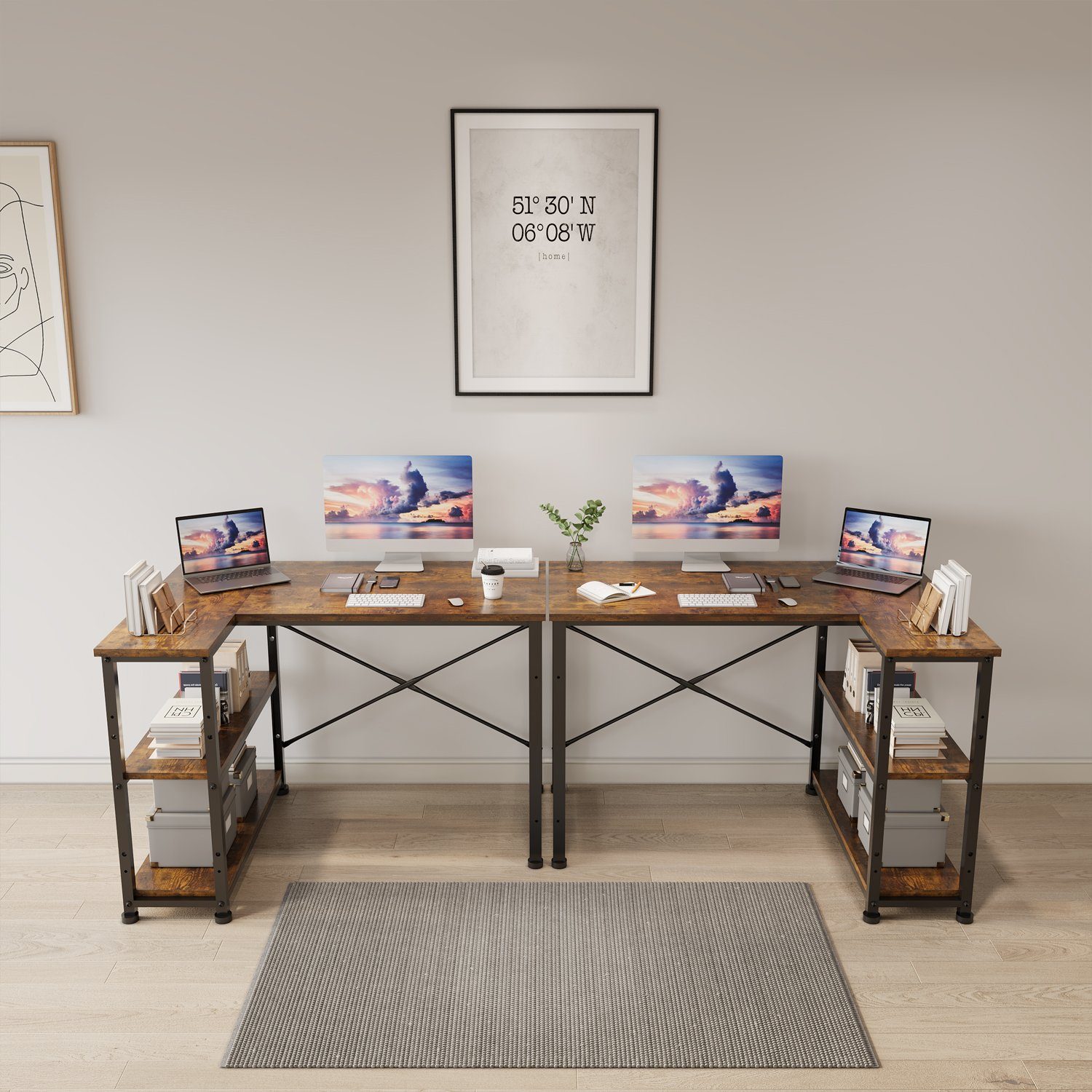 HOMALL Computertisch Eckschreibtisch Reversibel L Förmiger Schreibtisch mit Regal (120/140/160cm,PC Tisch,L-Computertisch,Schreibtisch,Geeignet für Büro, Arbeitszimmer)
