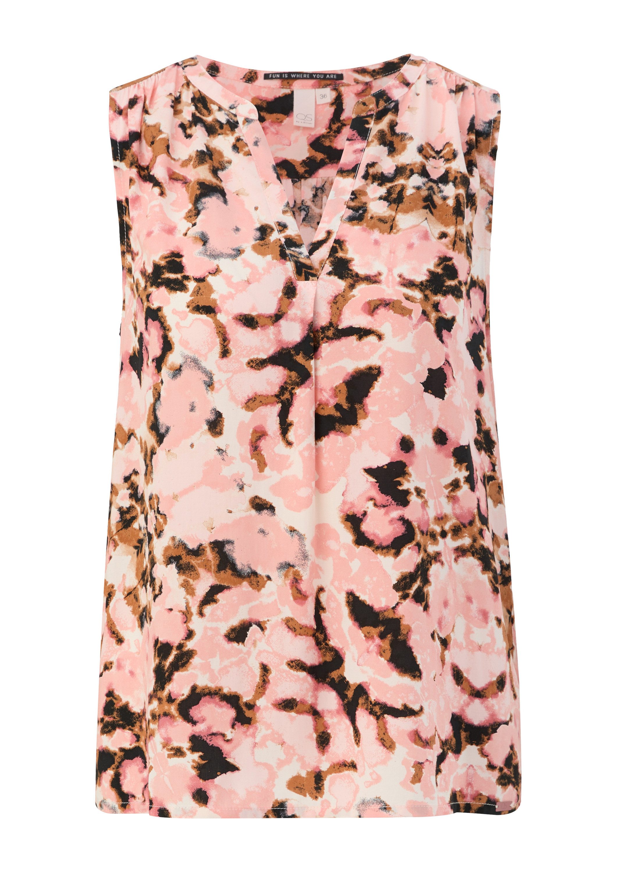 QS Blusentop Bluse Viskosebluse mit Raffung günstig online kaufen