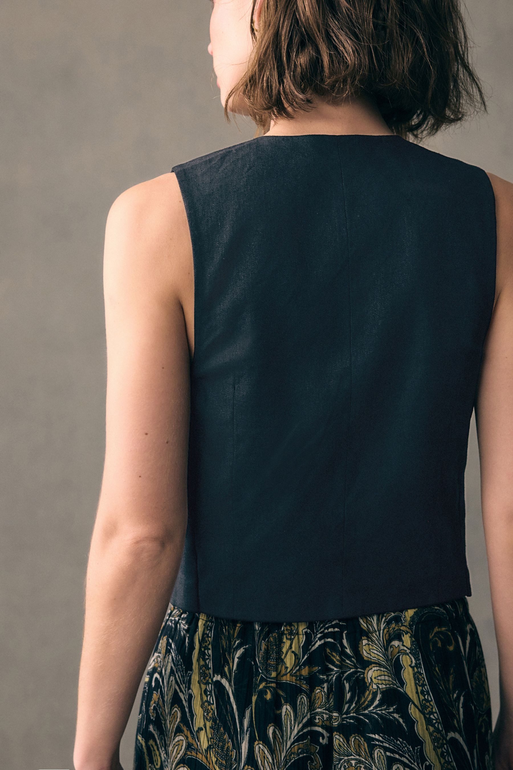 Next Anzugweste Weste mit durchgehender Knopfleiste und Leinen (1-tlg) günstig online kaufen