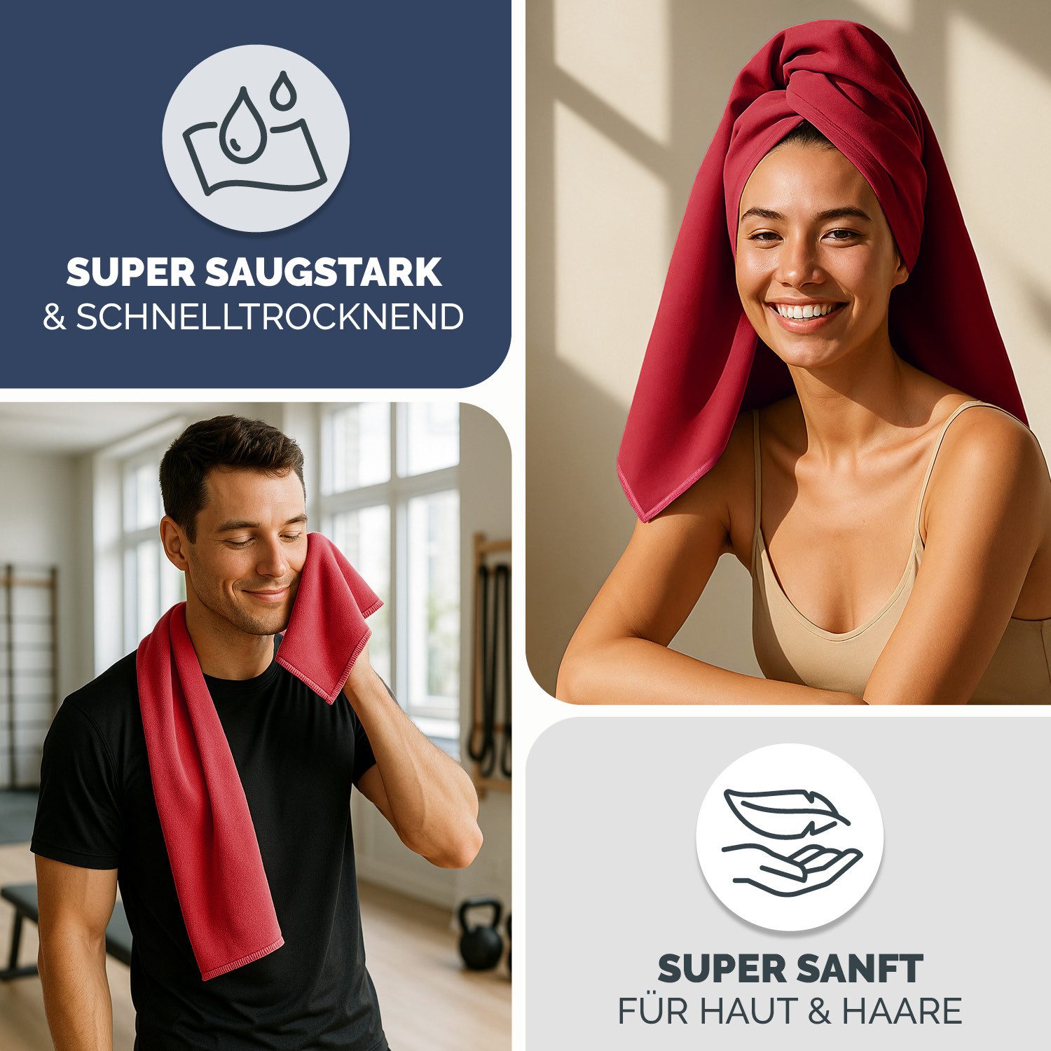Blumtal Sporthandtuch Mikrofaser Handtuch - kompakte Mikrofaser Handtücher, Mikrofaser (inkl. Transporttasche, einzeln oder als Set verfügbar, 1-St), ultra leic – Bild 4 von 5