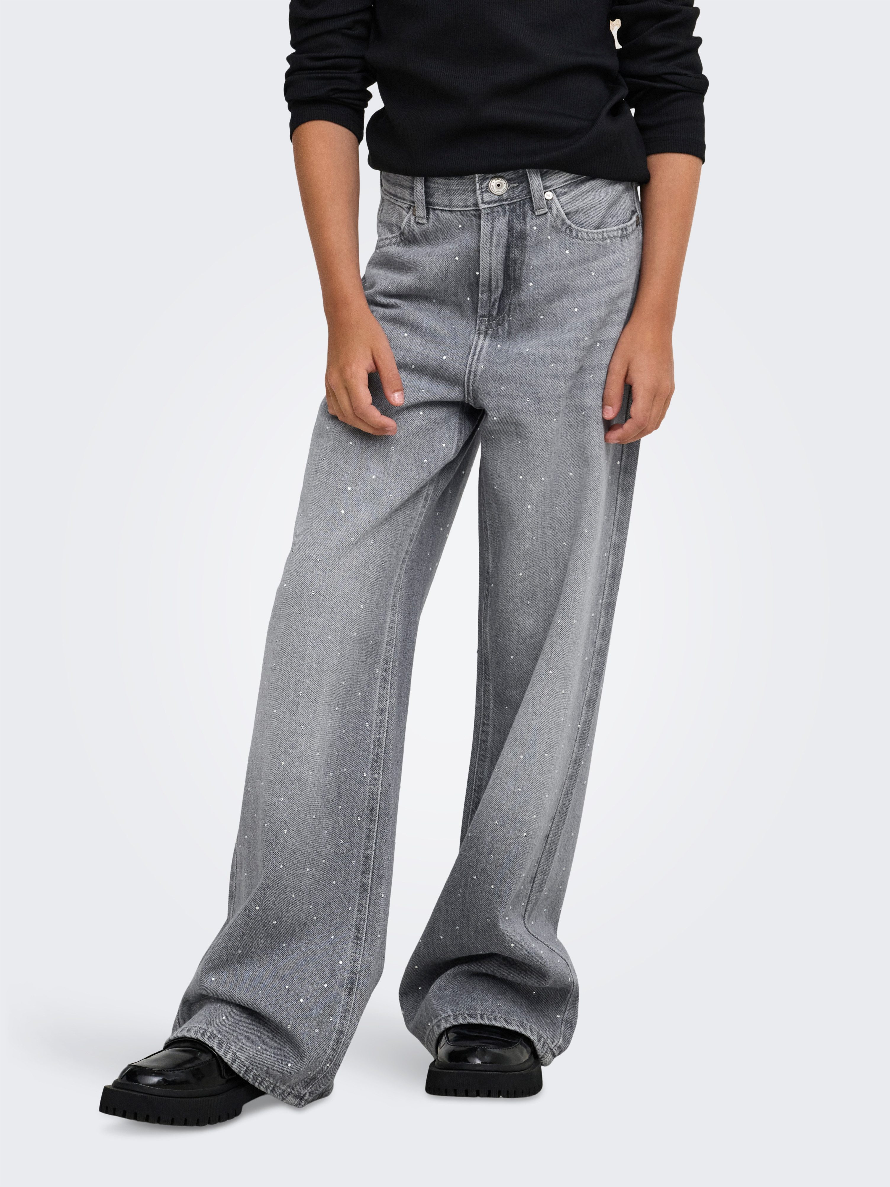 KIDS ONLY Weite Jeans KOGCOBAIN RHS WIDE DNM AZG815 NOOS Baumwolle, Strass-Steinchen