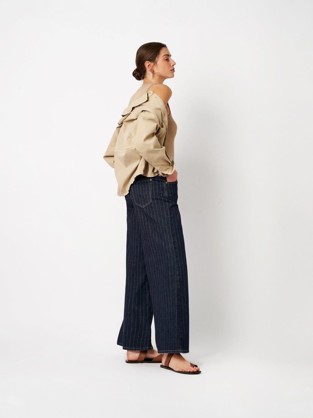 ROSNER Loose-fit-Jeans Audrey Wide (1-tlg) aus gestreiftem Denim