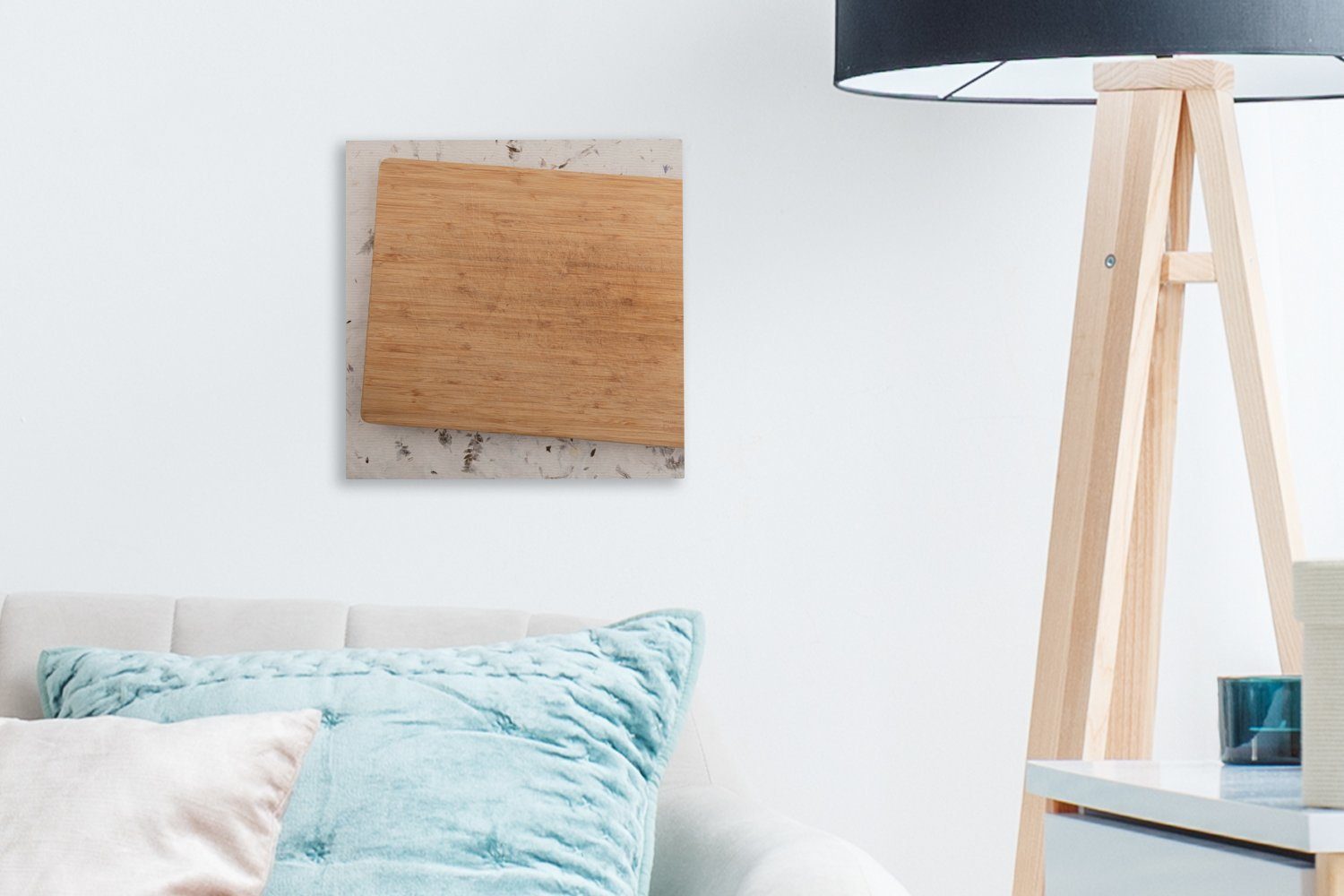 (1 Wohnzimmer Sockel, einem Schlafzimmer aus für OneMillionCanvasses® Holz Bilder auf Leinwandbild Leinwand dekorativen St), Schneidebrett