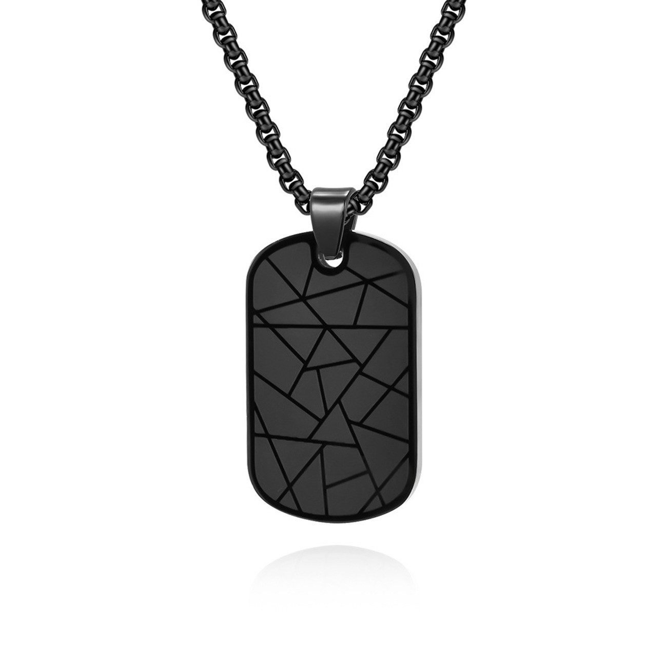 KARMA Kette mit Anhänger Herren Dog Tag Edelstahl Schwarz 60 cm Herrenkette günstig online kaufen