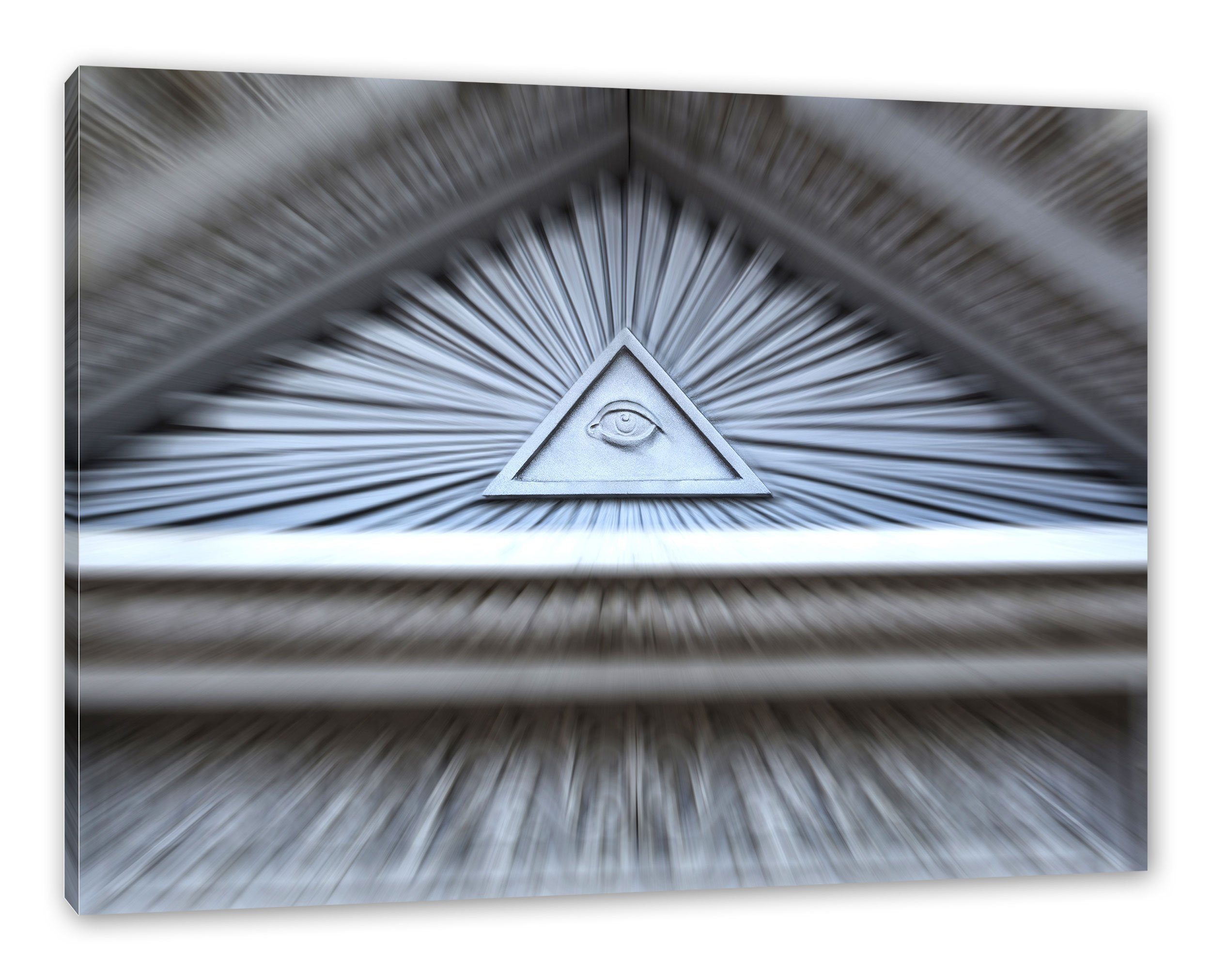 Leinwandbild Dach mit Illuminati Auge