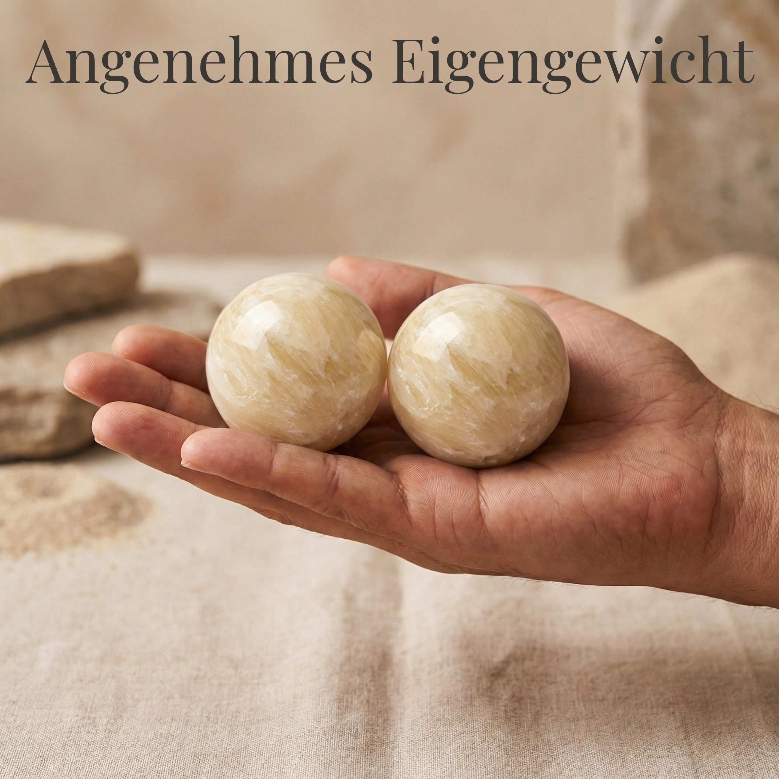 INTERGARDEN Massageball Qi Gong Kugeln Naturstein – Poliert, Massage- & Handkugeln 2er Set