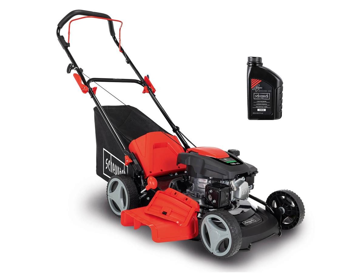 Scheppach Benzinrasenmäher MP150-46, 46 cm Schnittbreite, (Set), 150 cm³, 3,5 PS Motorleistung, inkl. 0,6 L Ölflasche