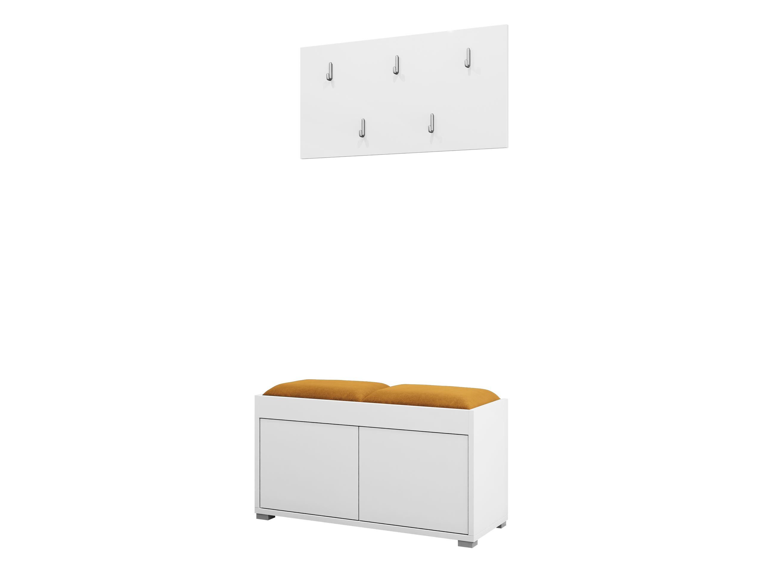 MIRJAN24 Garderoben-Set Gesita VII, (2er-Set, Schuhschrank, Kleiderhakenbrett), 2x Gepolstertes Sitzpaneel, Griffloses Öffnungssystem