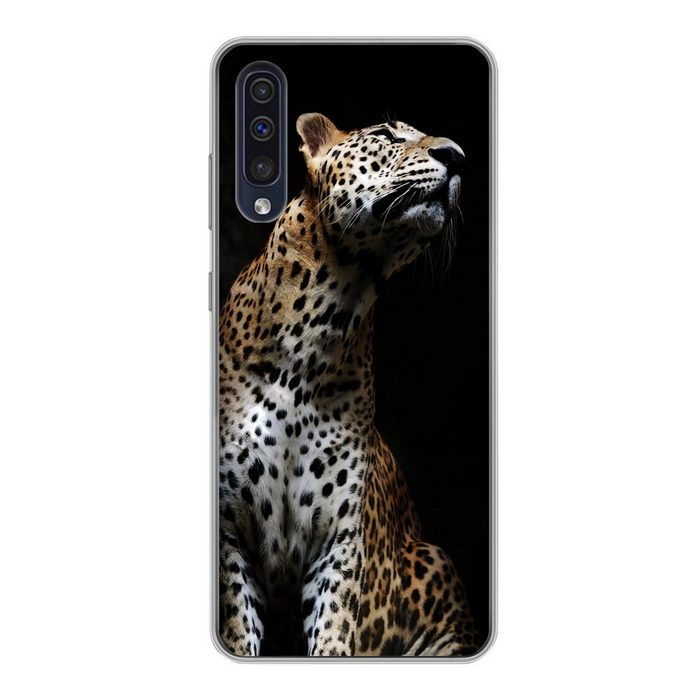 MuchoWow Handyhülle Leopard - Schwarz - Farbton Handyhülle Samsung Galaxy A30s Smartphone-Bumper Print Handy