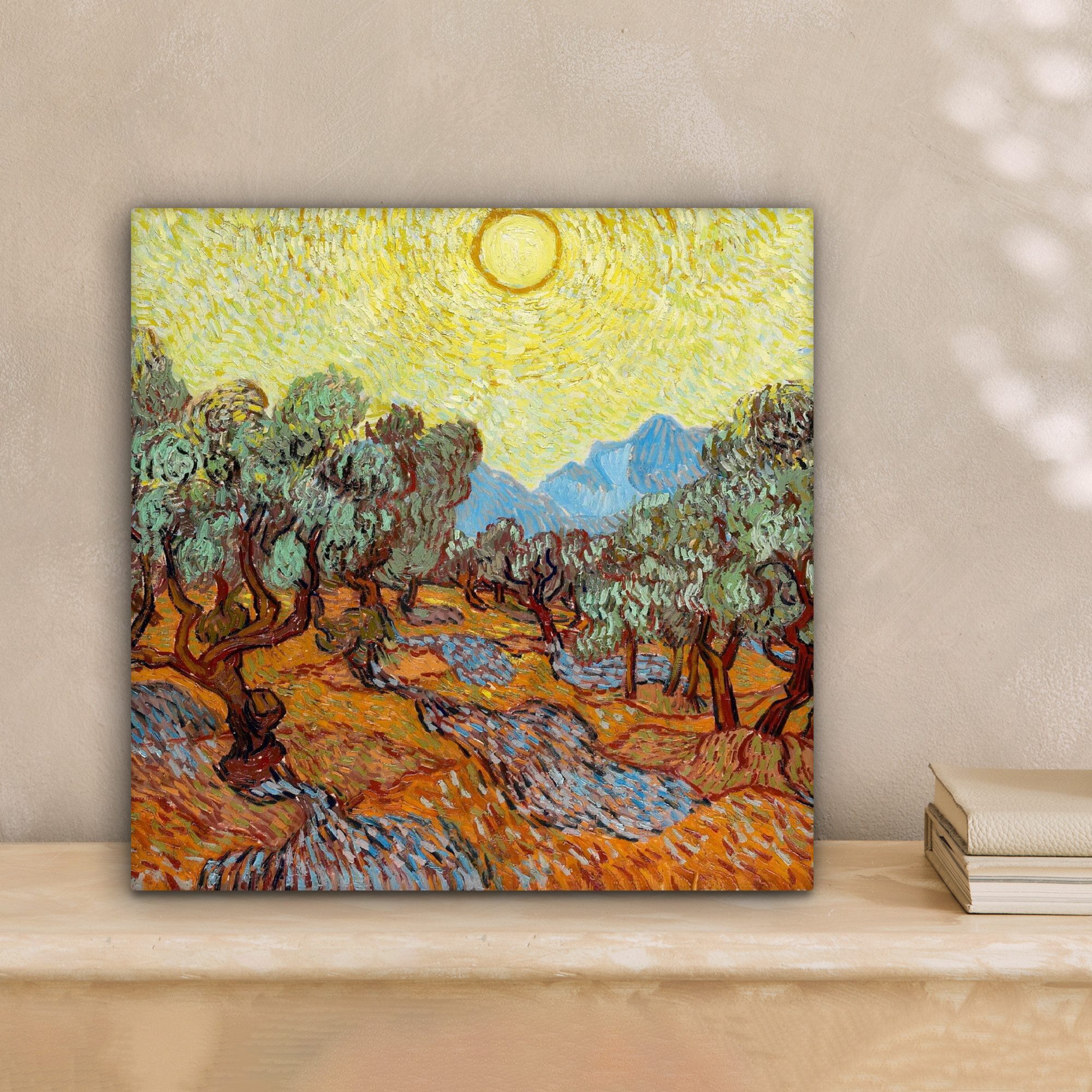 OneMillionCanvasses® Leinwandbild Olivenbäume mit gelbem Himmel günstig online kaufen