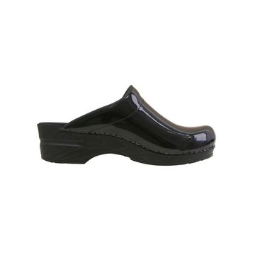 Sanita Original-Metallic Patent Open Clog Black Sandale