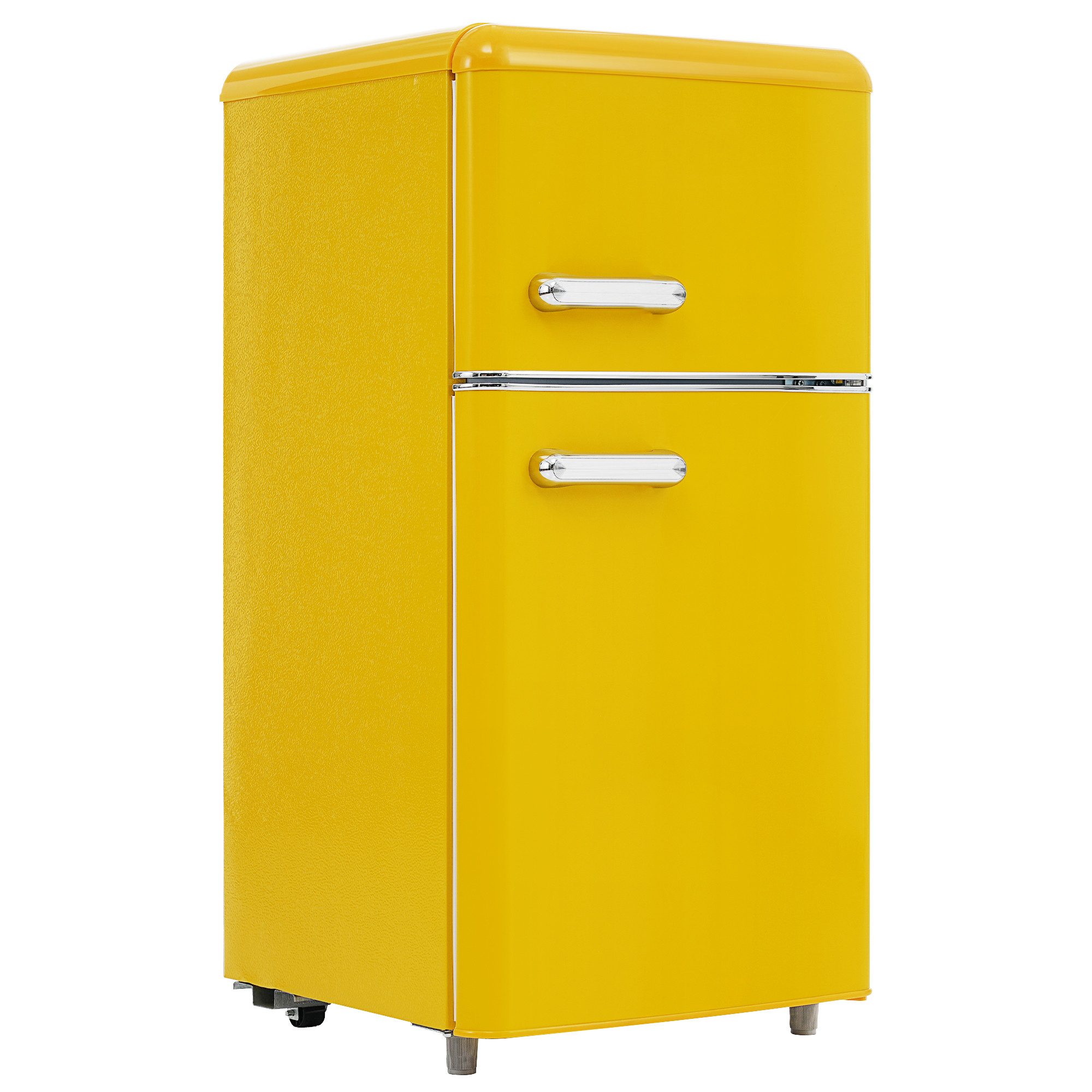 OKWISH Kühlschrank BCD-100C, 91 cm hoch, 45 cm breit, Doppeltür-Kühlschrank Retro-Kühlschrank