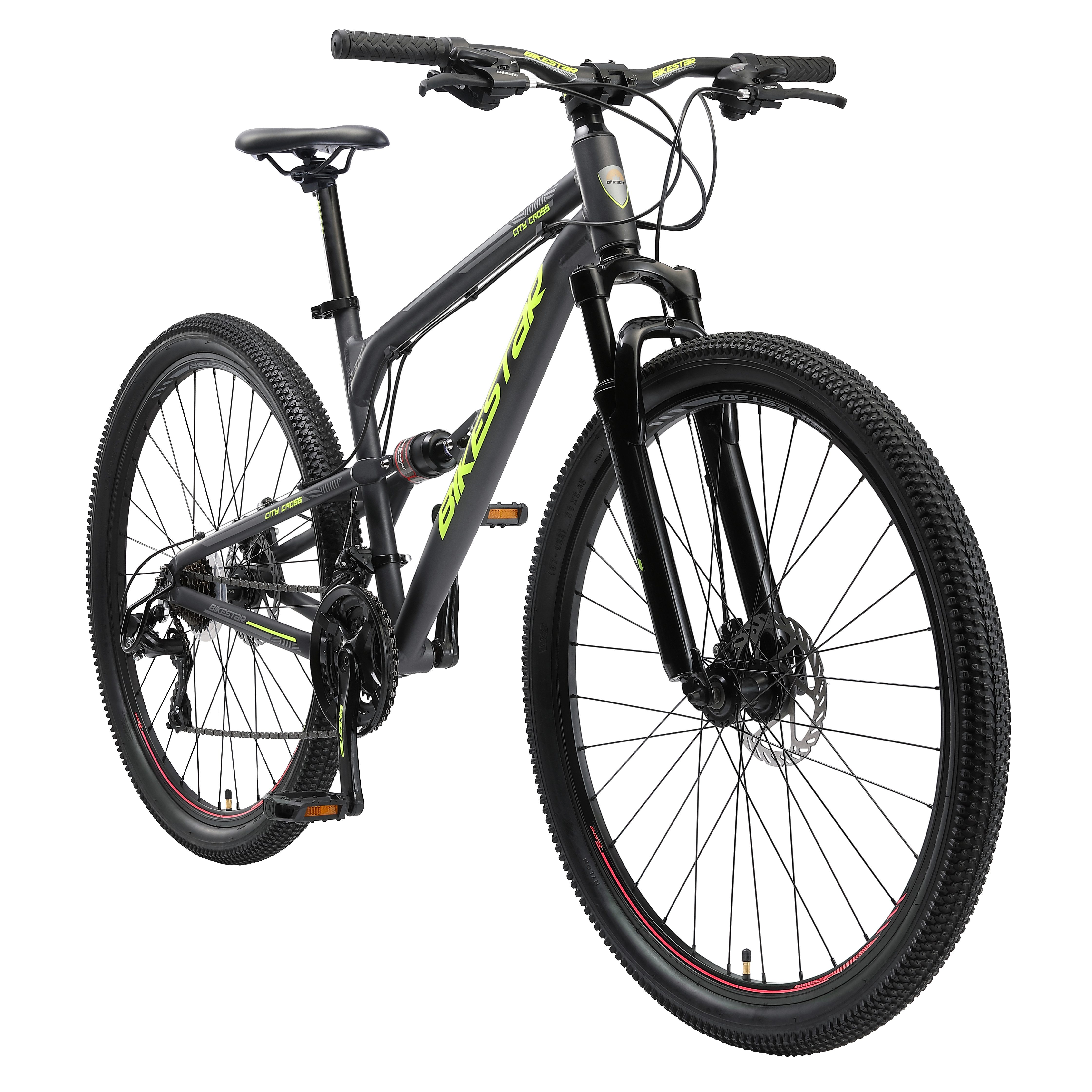 Bikestar Mountainbike, 21 Gang Shimano RD-TY300 Schaltwerk, Kettenschaltung, für Damen und Herren, Kettenschaltung