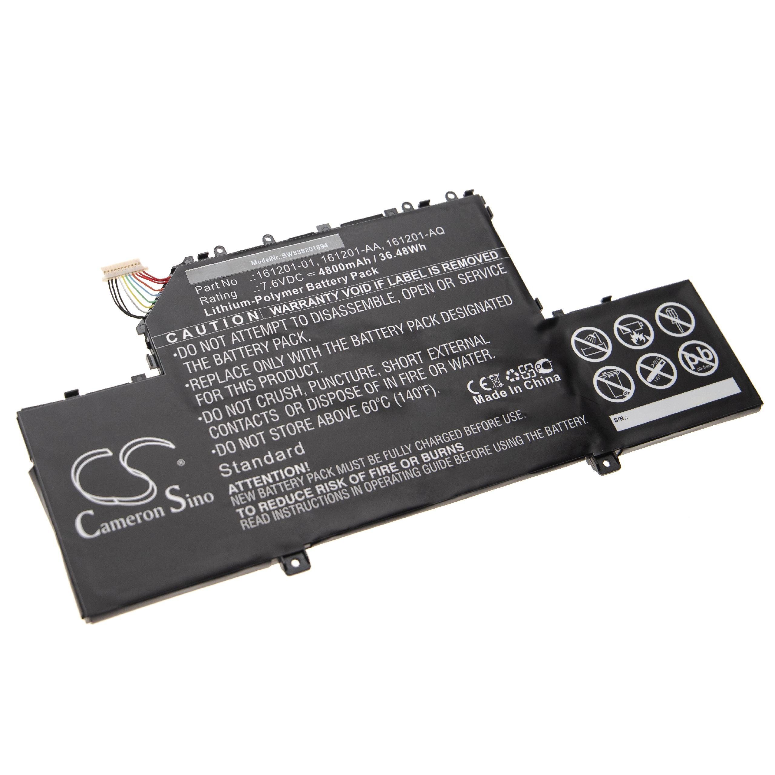 vhbw Ersatz für Xiaomi 161201-AQ, 161201-01, 161201-AA für Laptop-Akku Li-Polymer 4800 mAh (7,6 V)